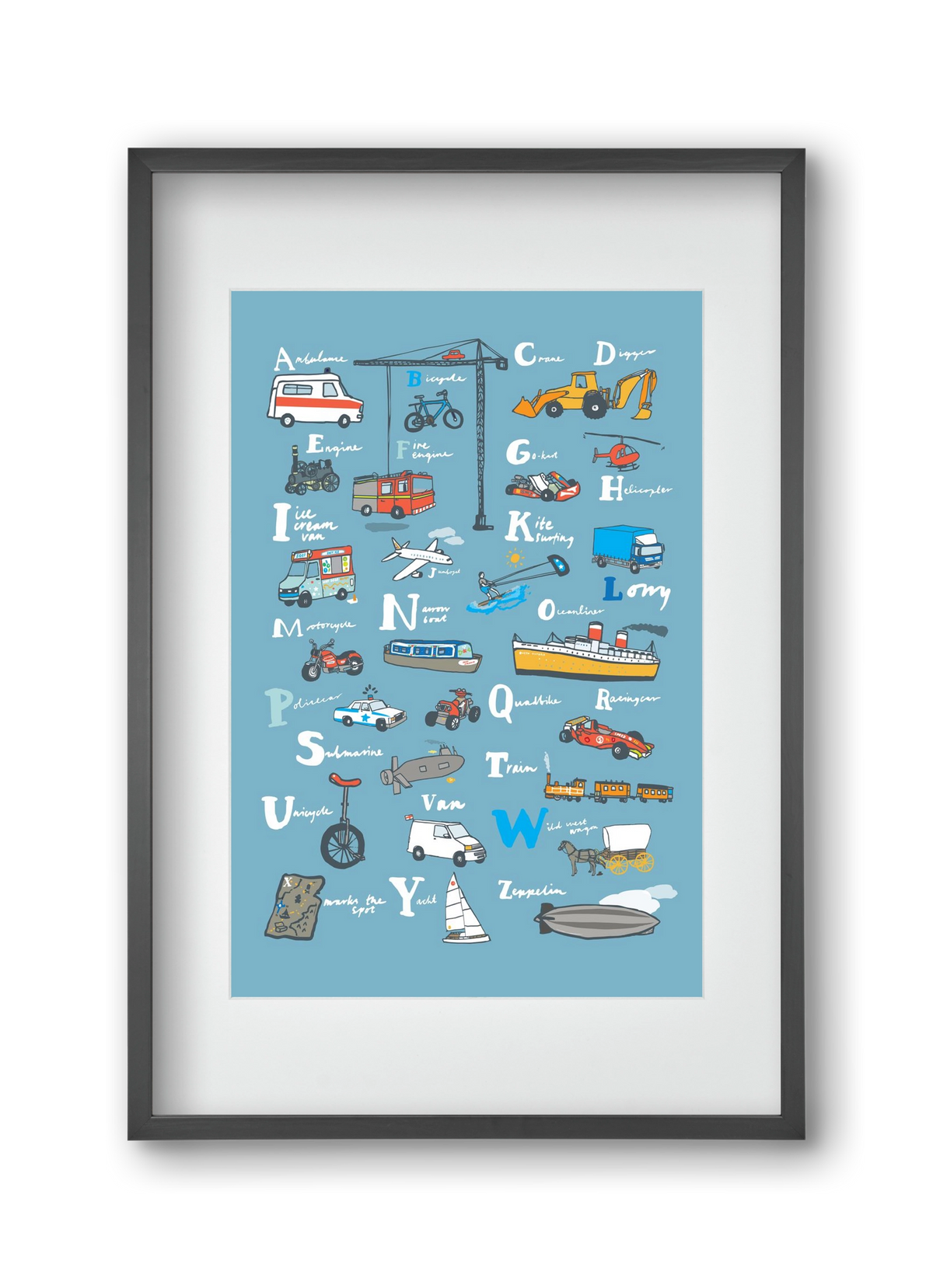 ABC Transport, 30x45 cm (20x30 cm), Fekete keret, paszpartuval