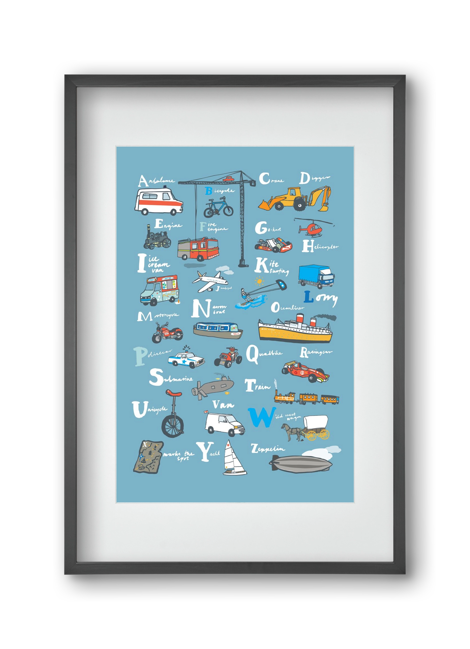 ABC Transport, 30x45 cm (20x30 cm), Fekete keret, paszpartuval