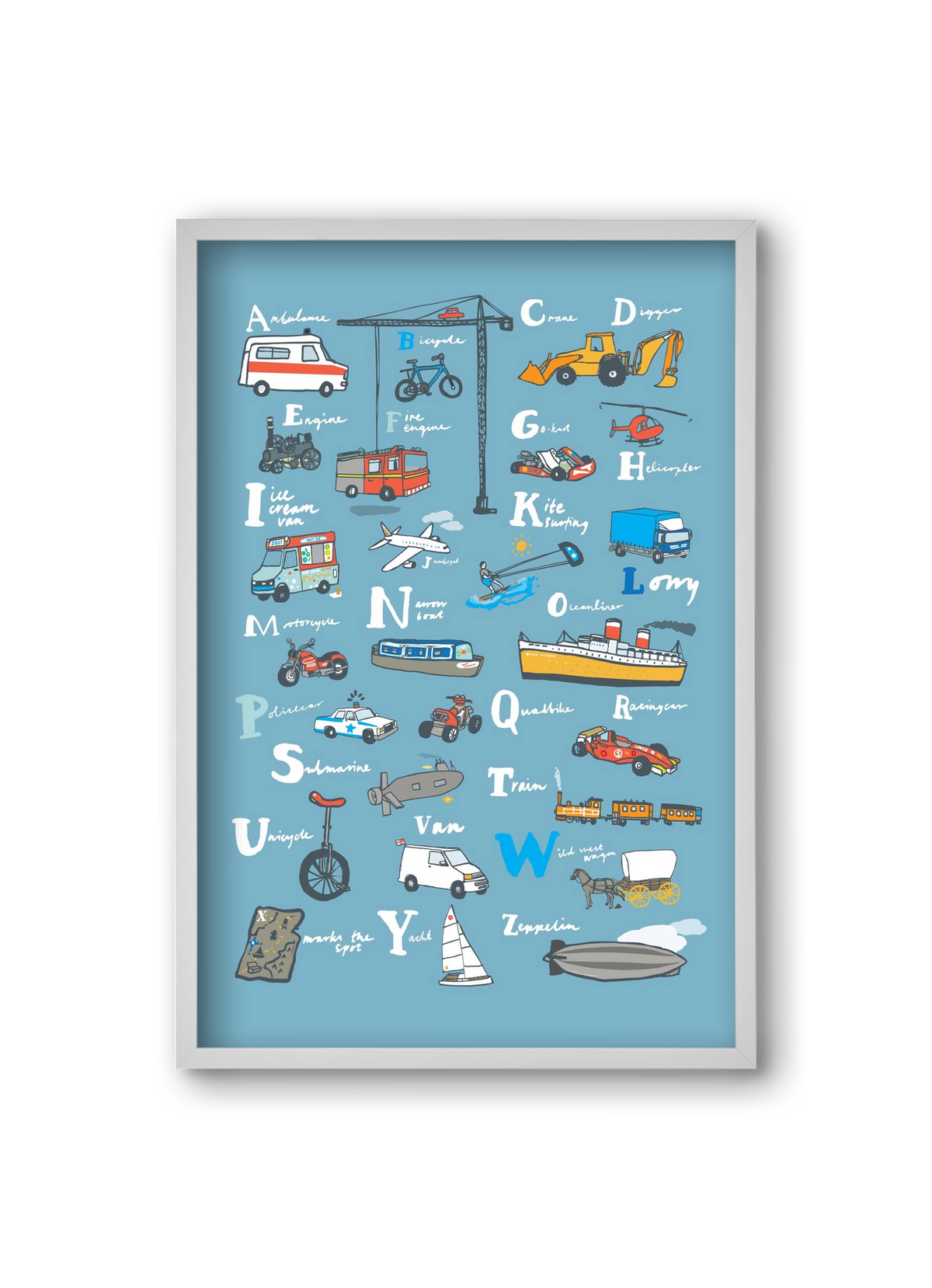 ABC Transport, 20x30 cm (20x30 cm), Fehér keret