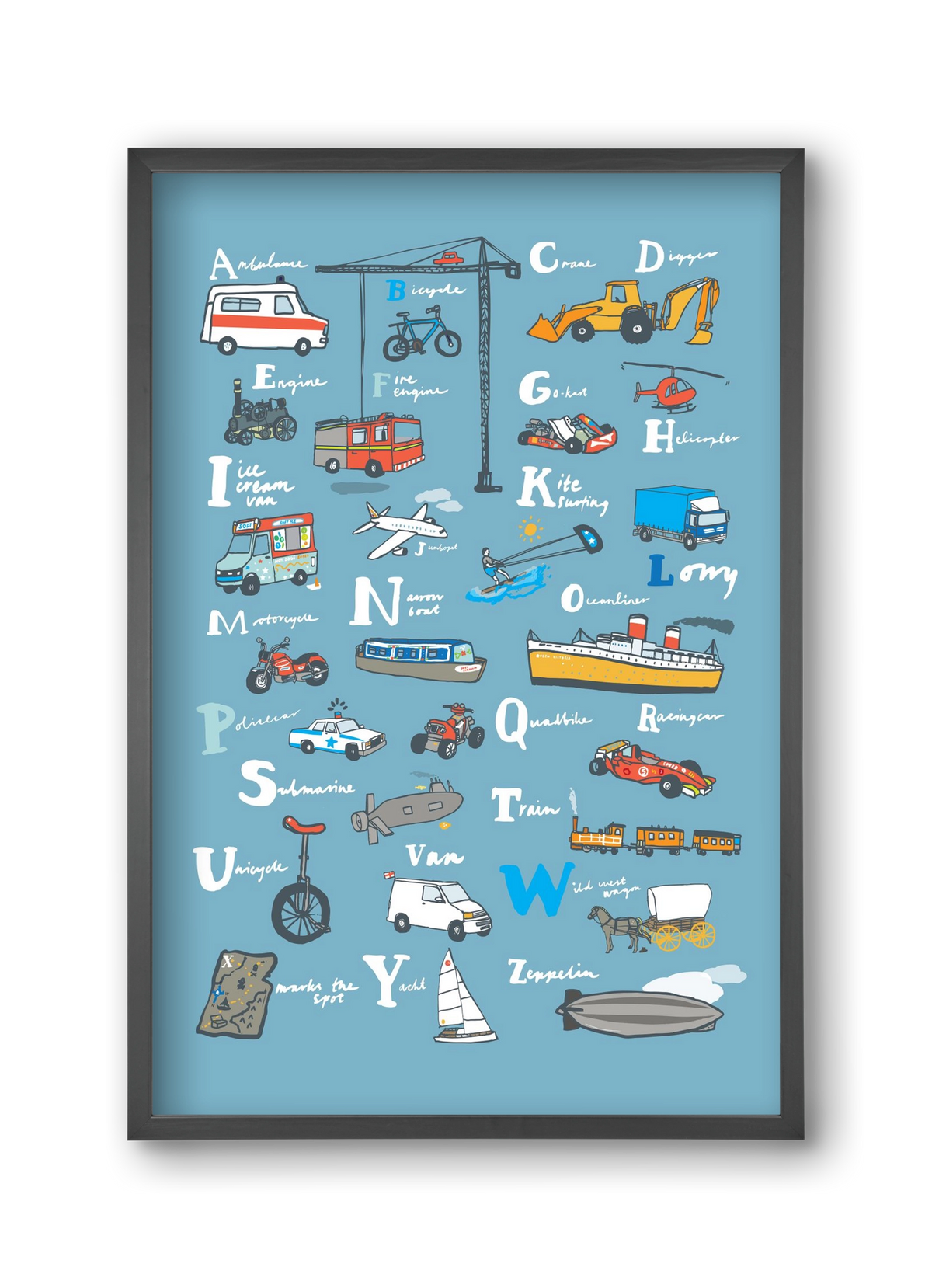 ABC Transport, 30x45 cm (30x45 cm), Fekete keret