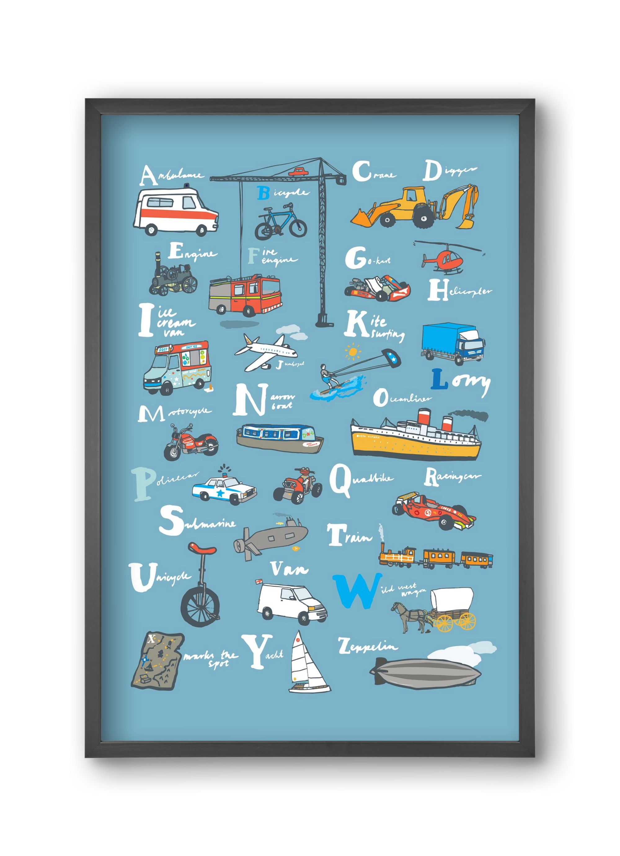 ABC Transport, 30x45 cm (30x45 cm), Fekete keret