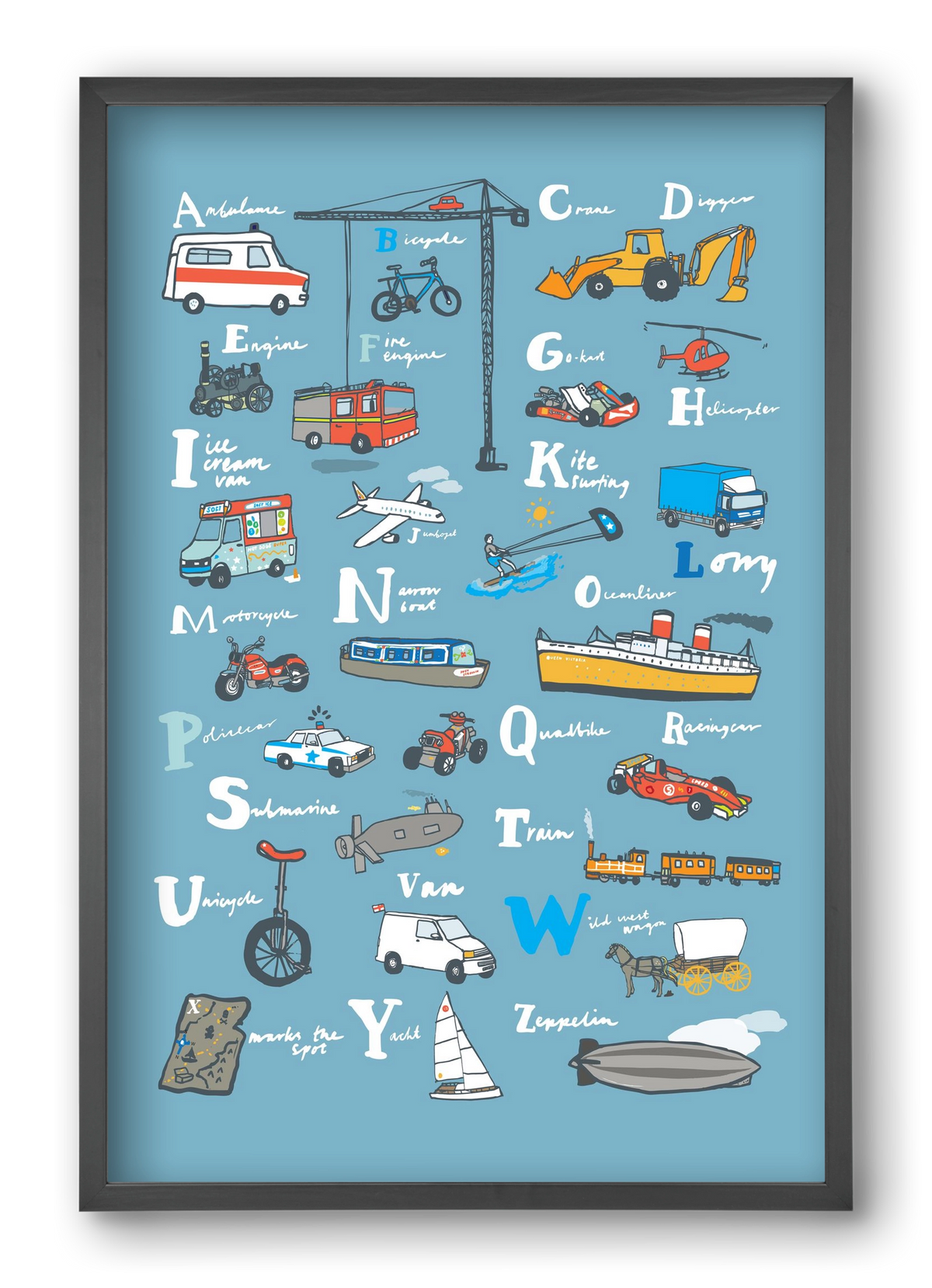 ABC Transport, 40x60 cm (40x60 cm), Fekete keret