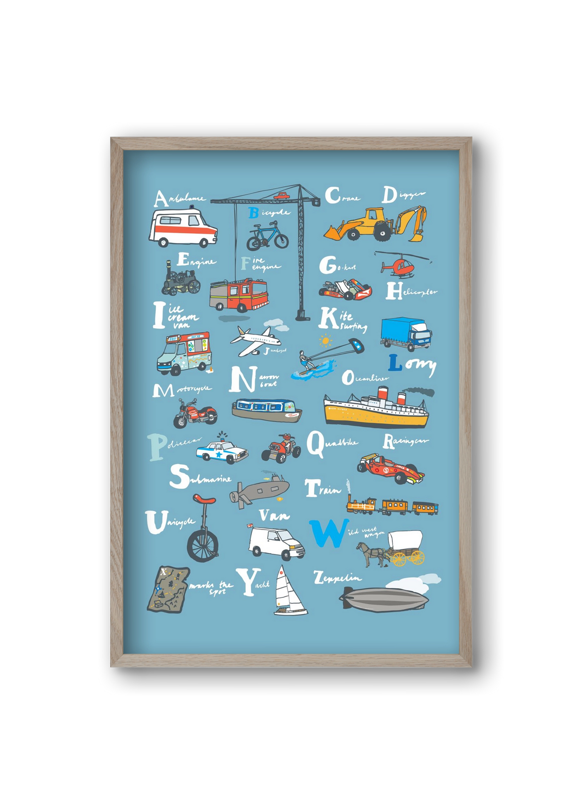 ABC Transport, 20x30 cm (20x30 cm), Tölgy keret