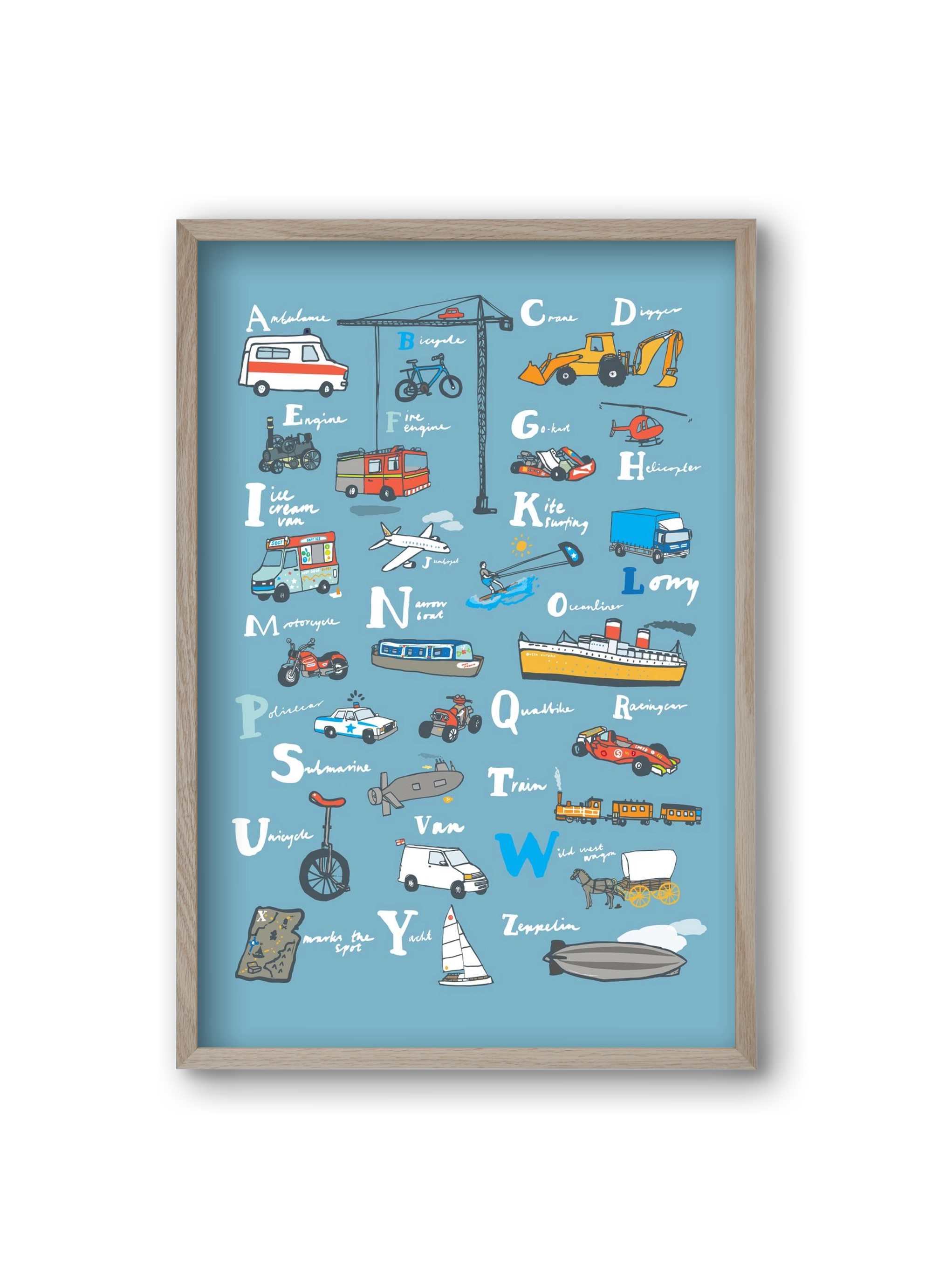 ABC Transport, 20x30 cm (20x30 cm), Tölgy keret