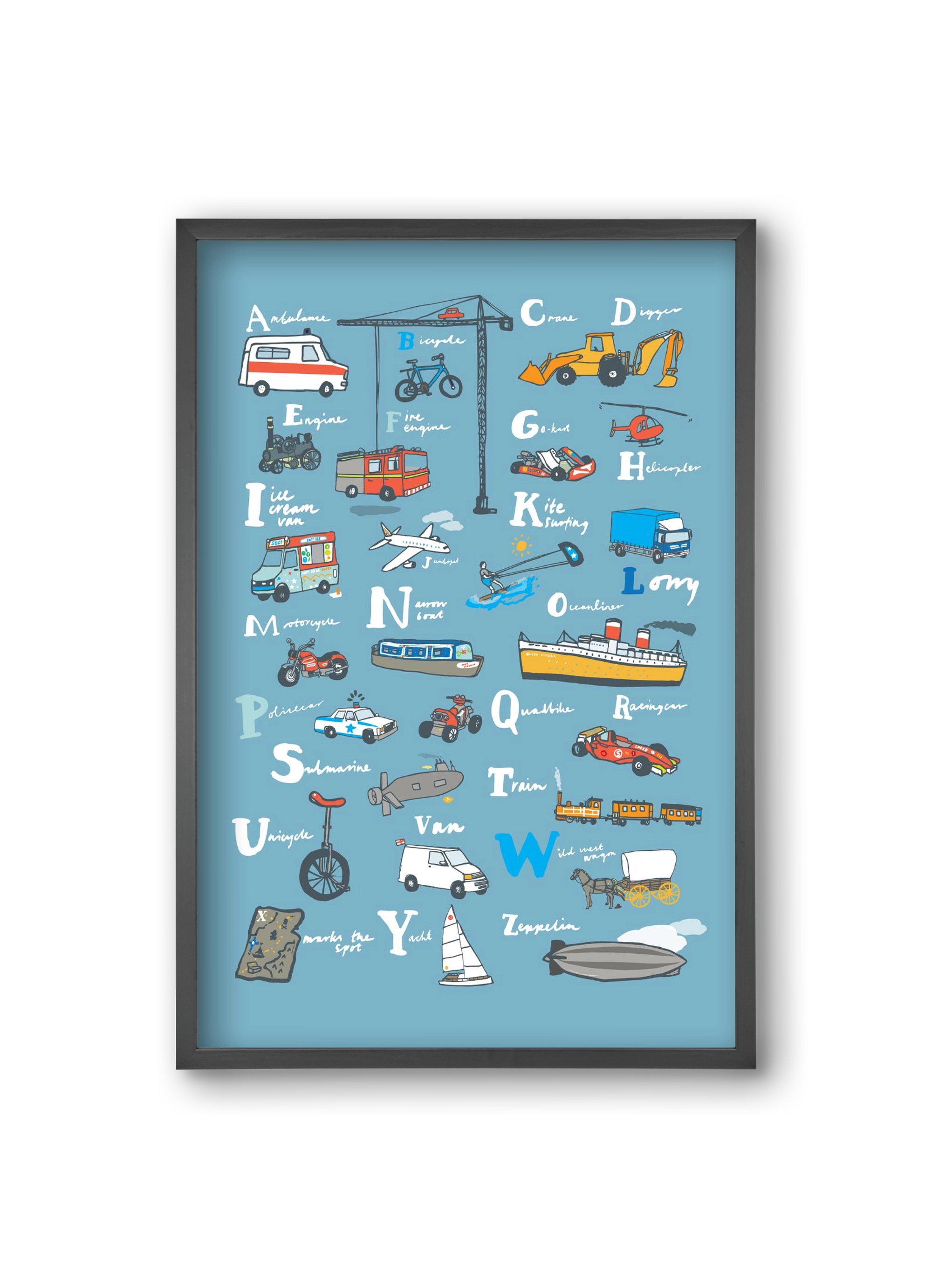 ABC Transport, 20x30 cm (20x30 cm), Fekete keret