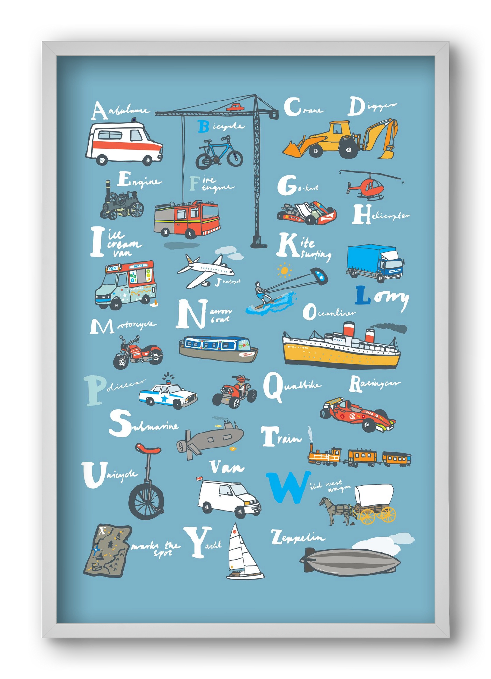 ABC Transport, 40x60 cm (40x60 cm), Fehér keret