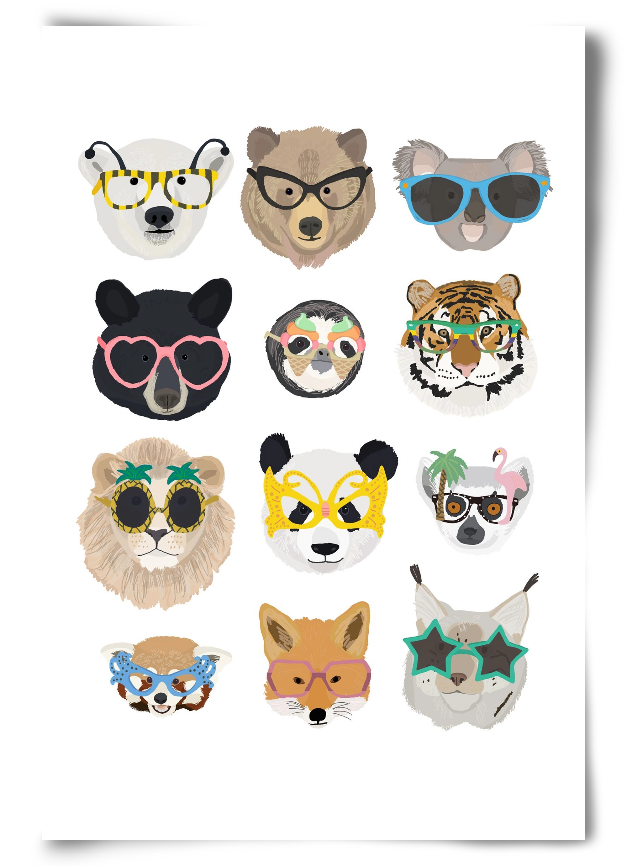 Big Cats in Glasses, 60x90 cm, Keret nélkül