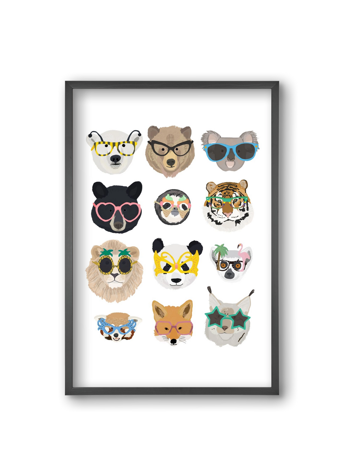 Big Cats in Glasses, 20x30 cm (20x30 cm), Fekete keret