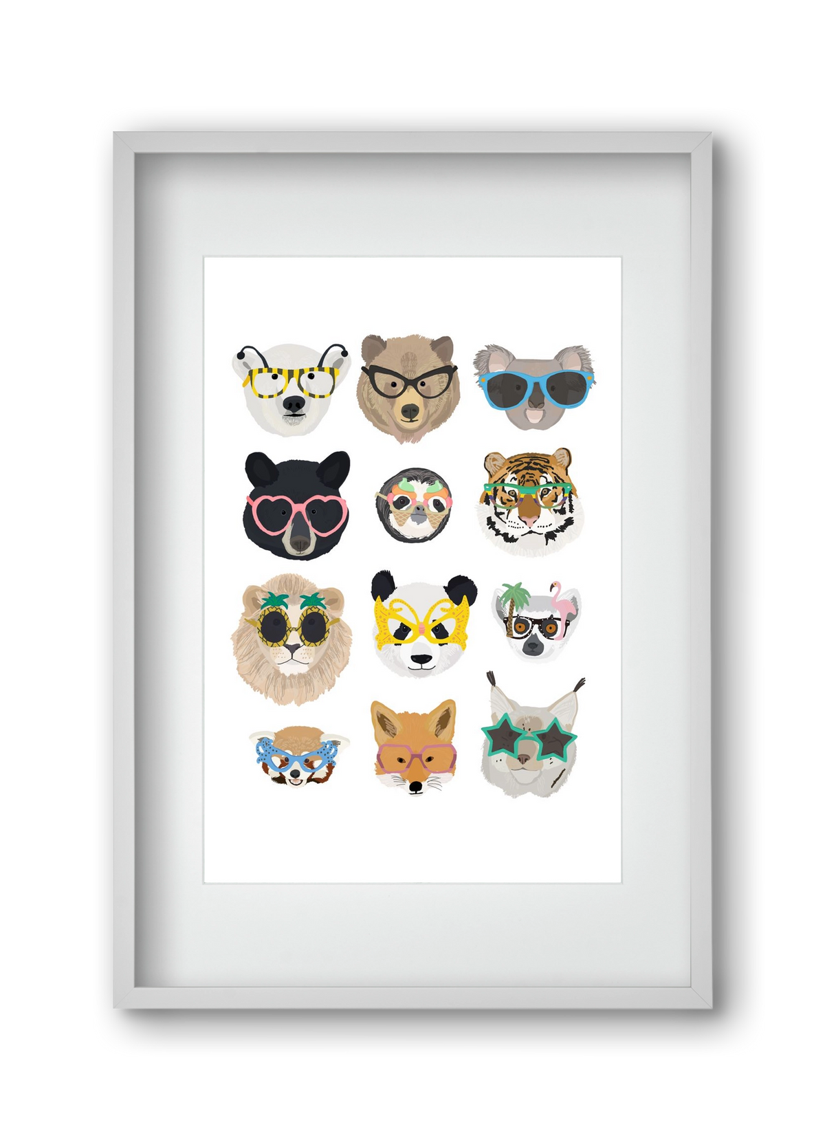 Big Cats in Glasses, 30x45 cm (20x30 cm), Fehér keret, paszpartuval