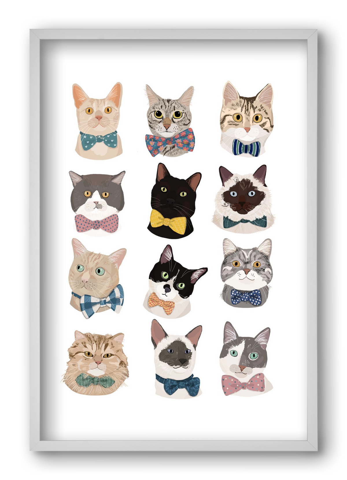 Cats in Bowtie , 40x60 cm (40x60 cm), Fehér keret
