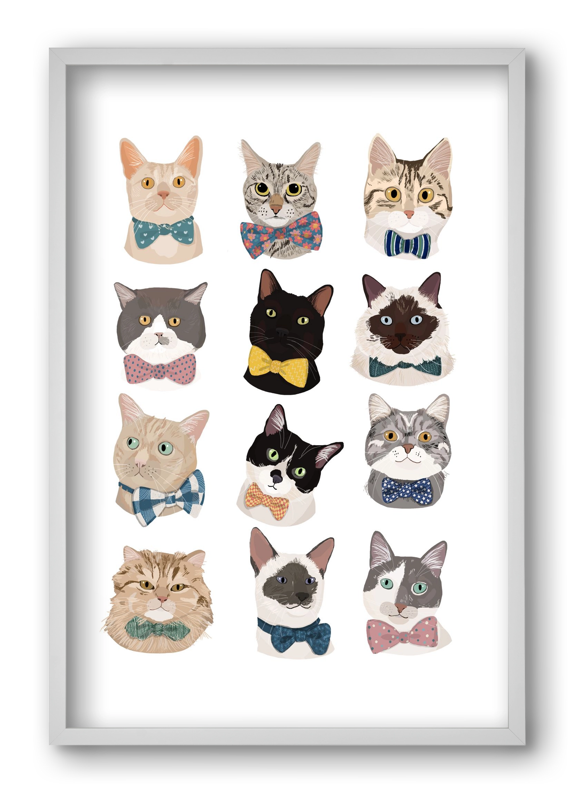 Cats in Bowtie , 40x60 cm (40x60 cm), Fehér keret