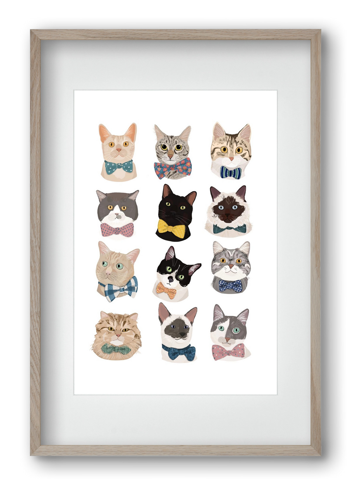 Cats in Bowtie , 40x60 cm (30x45 cm), Tölgy keret, paszpartuval