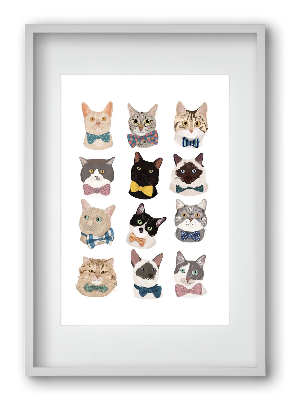 Cats in Bowtie , 40x60 cm (30x45 cm), Fehér keret, paszpartuval
