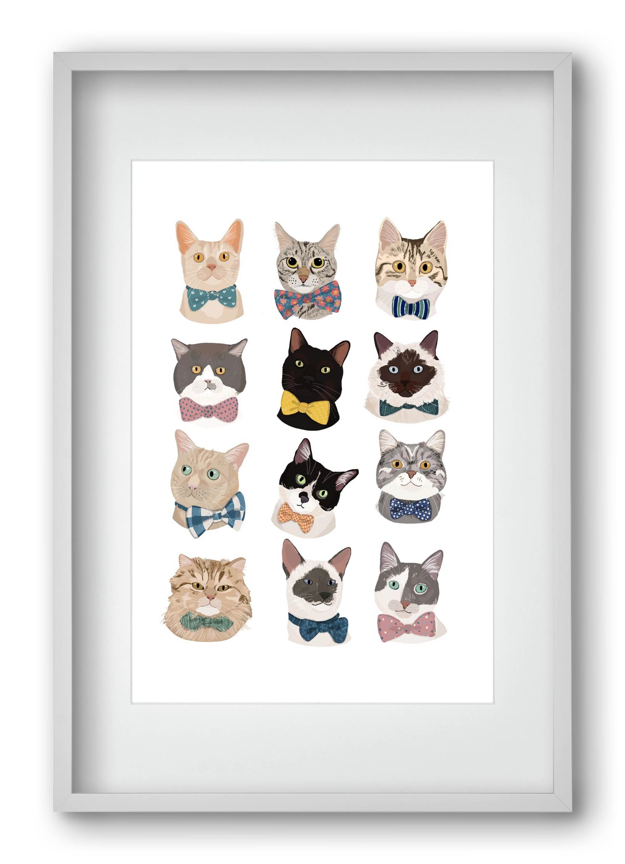 Cats in Bowtie , 40x60 cm (30x45 cm), Fehér keret, paszpartuval