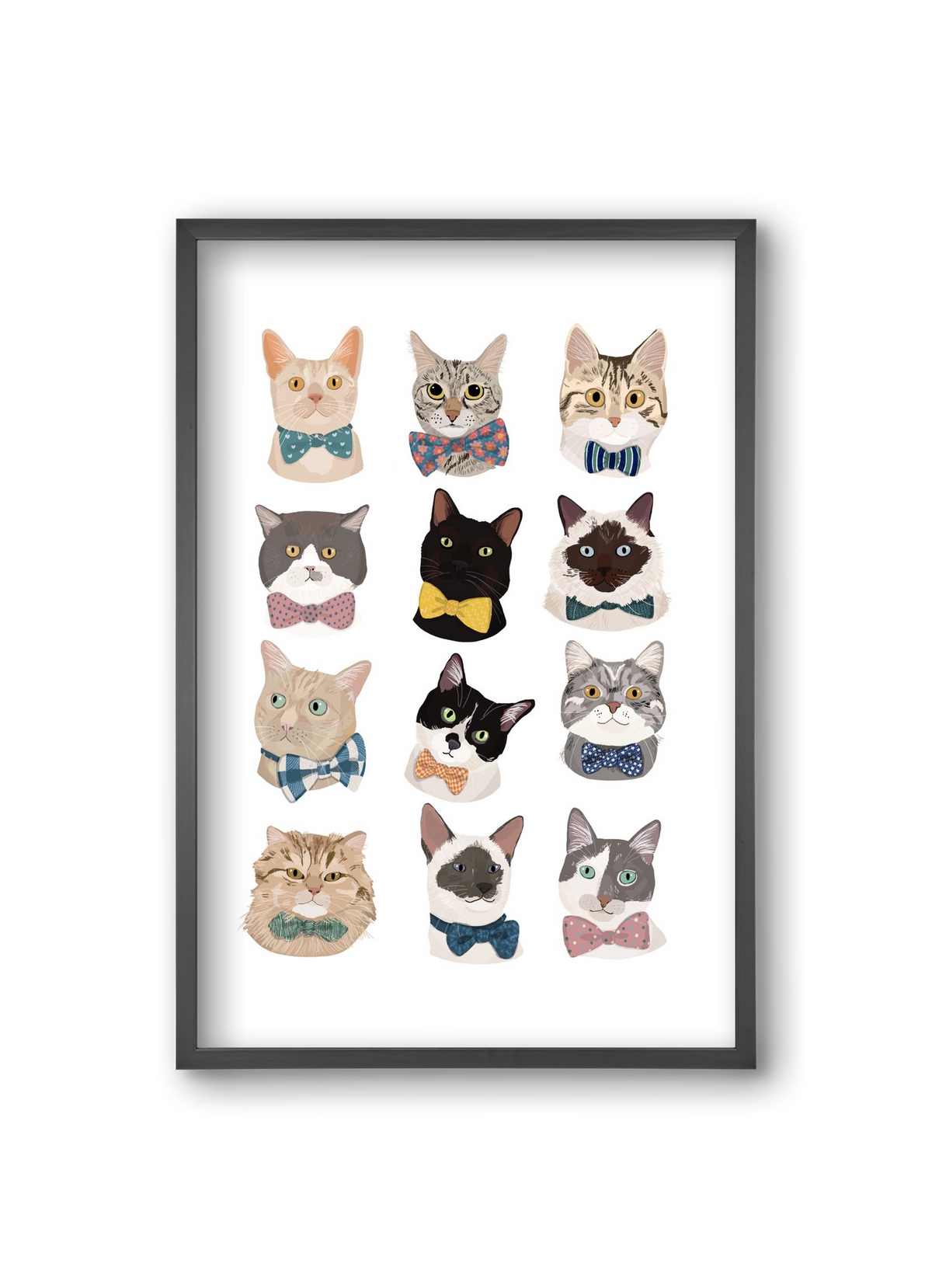 Cats in Bowtie , 20x30 cm (20x30 cm), Fekete keret