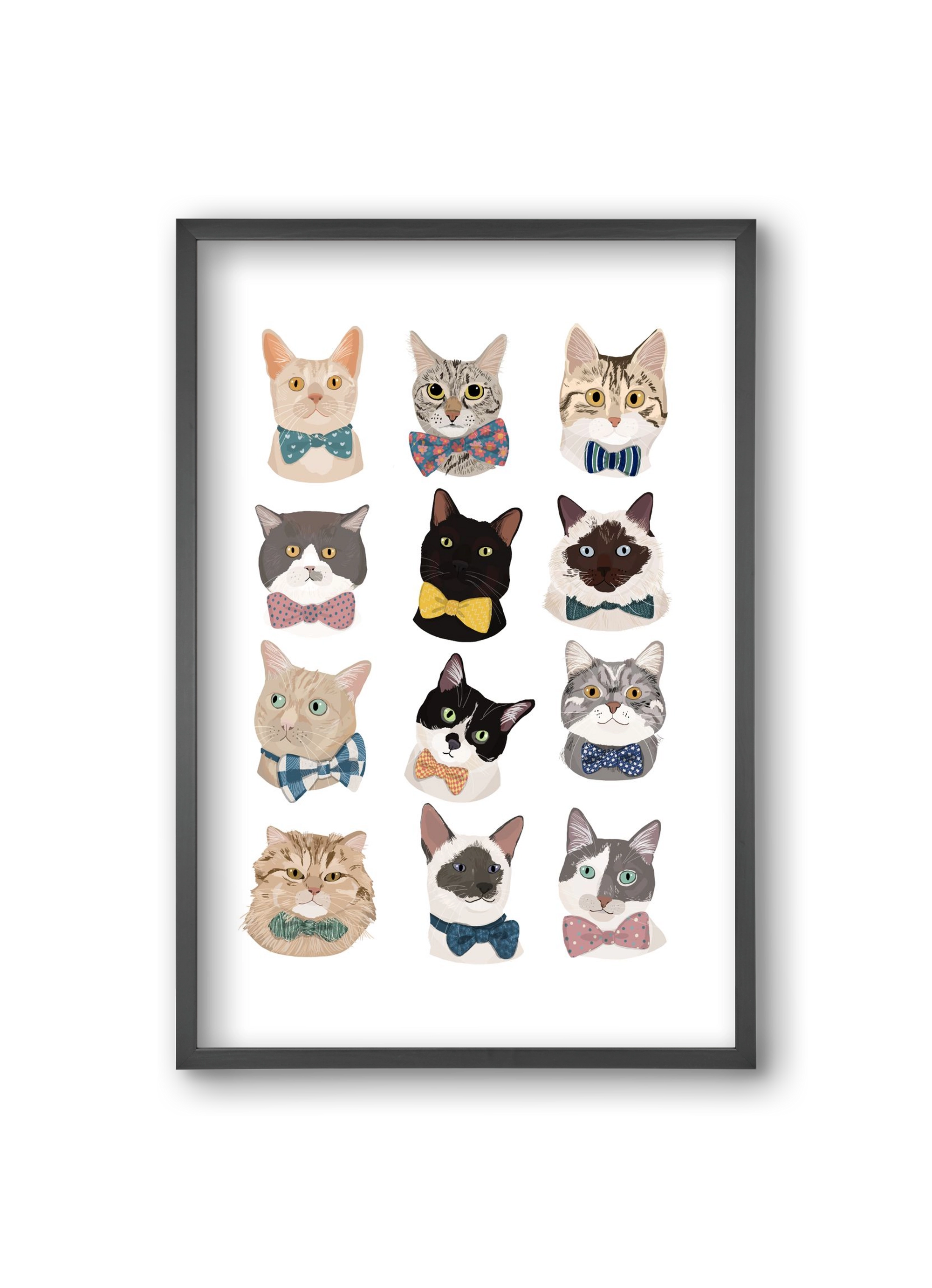 Cats in Bowtie , 20x30 cm (20x30 cm), Fekete keret