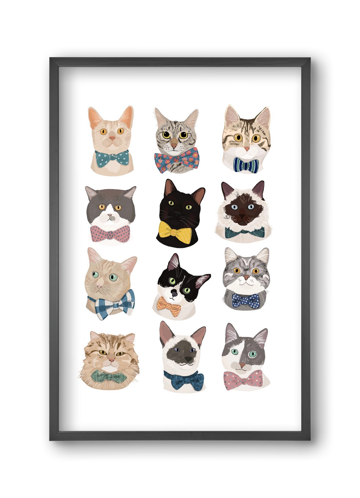 Cats in Bowtie , 30x45 cm (30x45 cm), Fekete keret