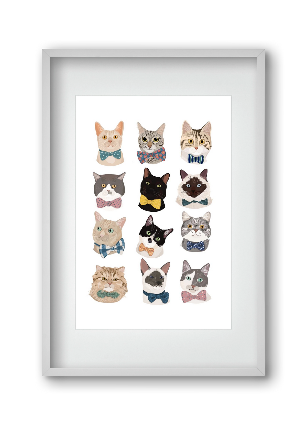 Cats in Bowtie , 30x45 cm (20x30 cm), Fehér keret, paszpartuval