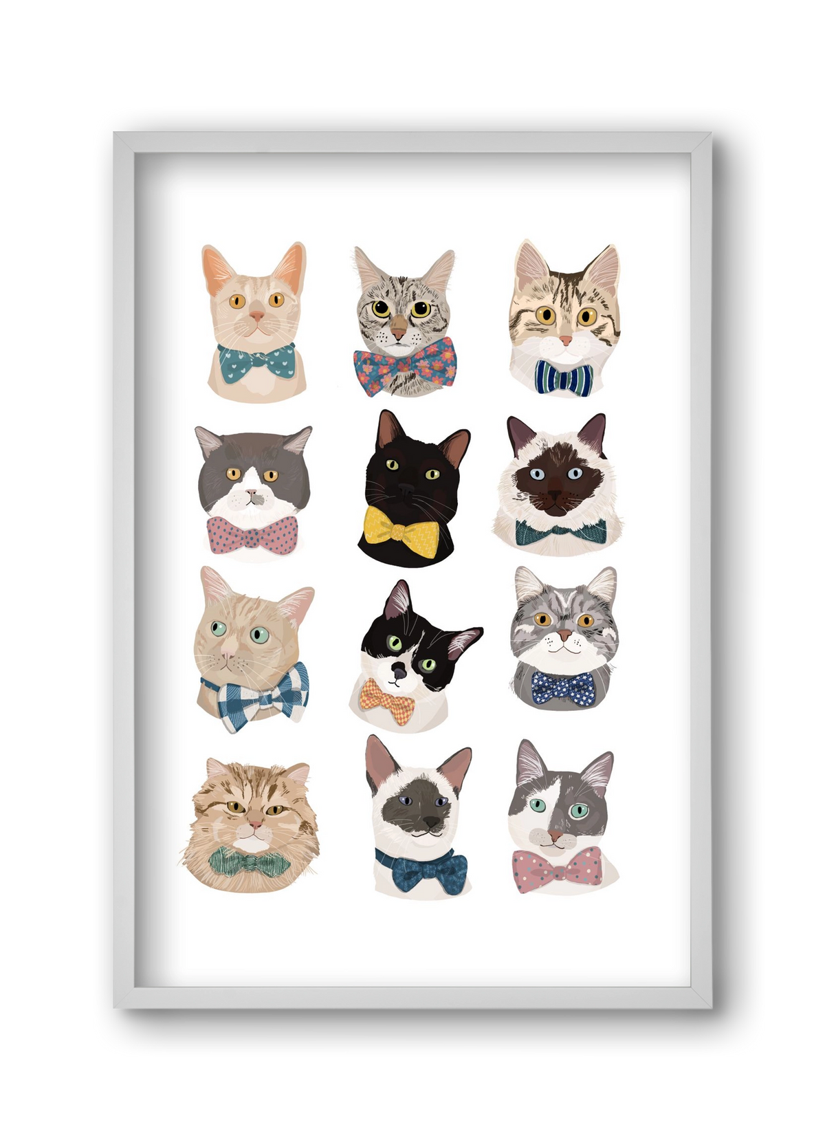 Cats in Bowtie , 30x45 cm (30x45 cm), Fehér keret