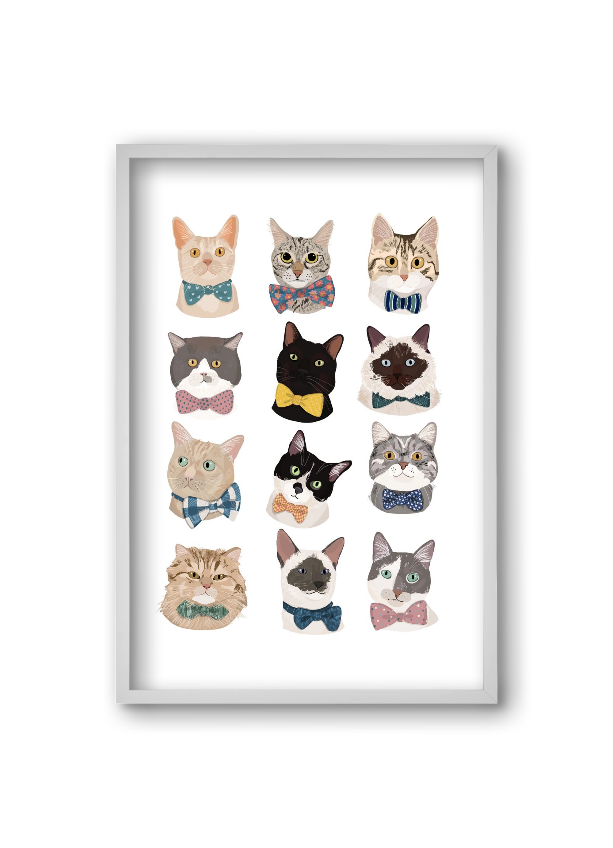 Cats in Bowtie , 20x30 cm (20x30 cm), Fehér keret
