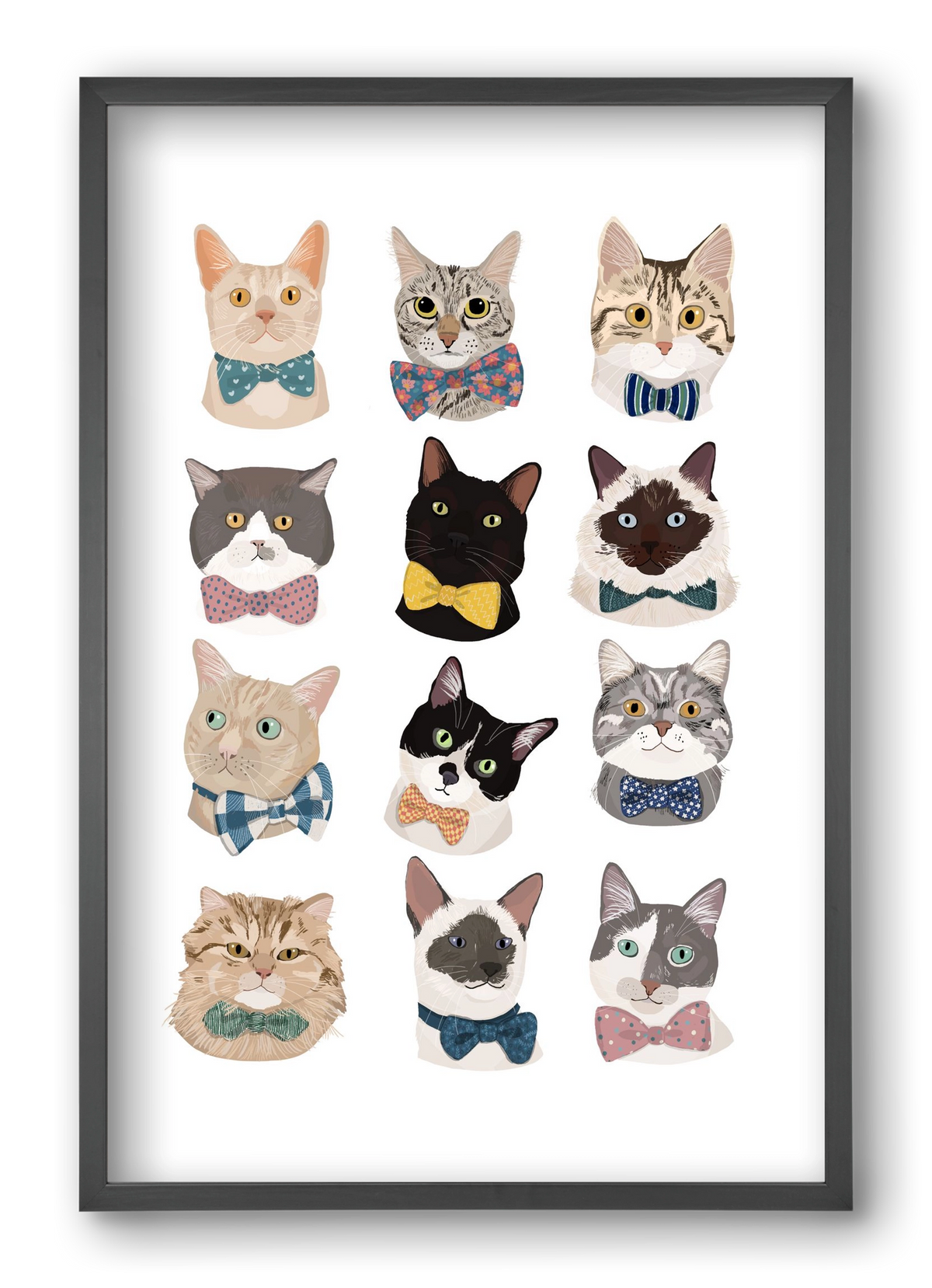 Cats in Bowtie , 40x60 cm (40x60 cm), Fekete keret