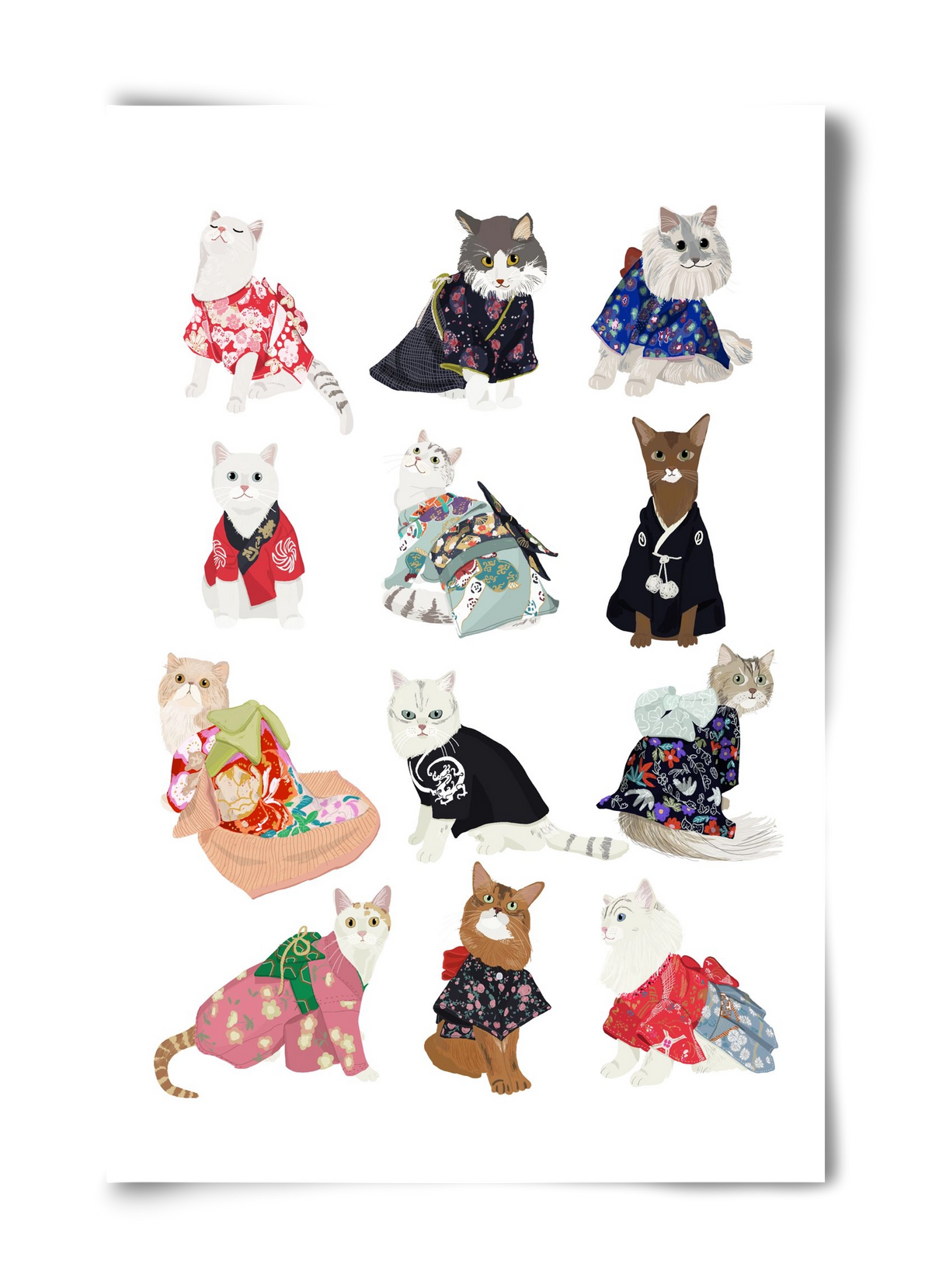 Cats in Kimono, 40x60 cm, Keret nélkül