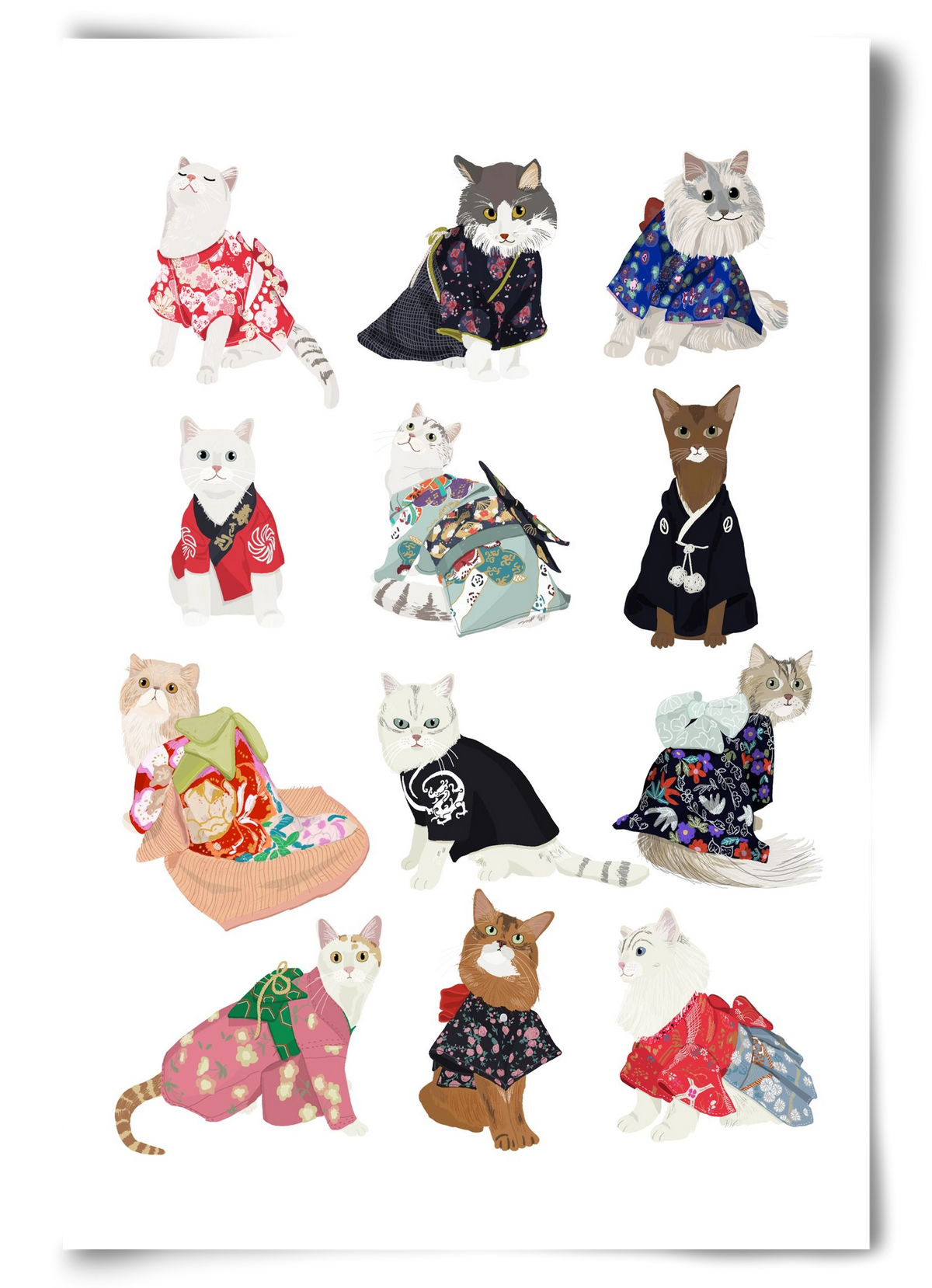 Cats in Kimono, 60x90 cm, Keret nélkül