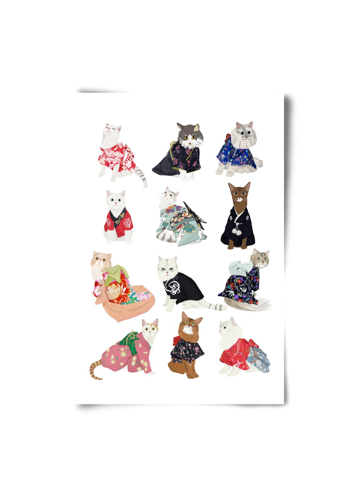 Cats in Kimono, 20x30 cm, Keret nélkül