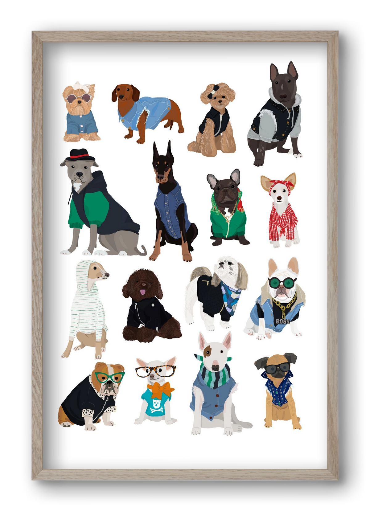 Cool Dogs, 40x60 cm (40x60 cm), Tölgy keret