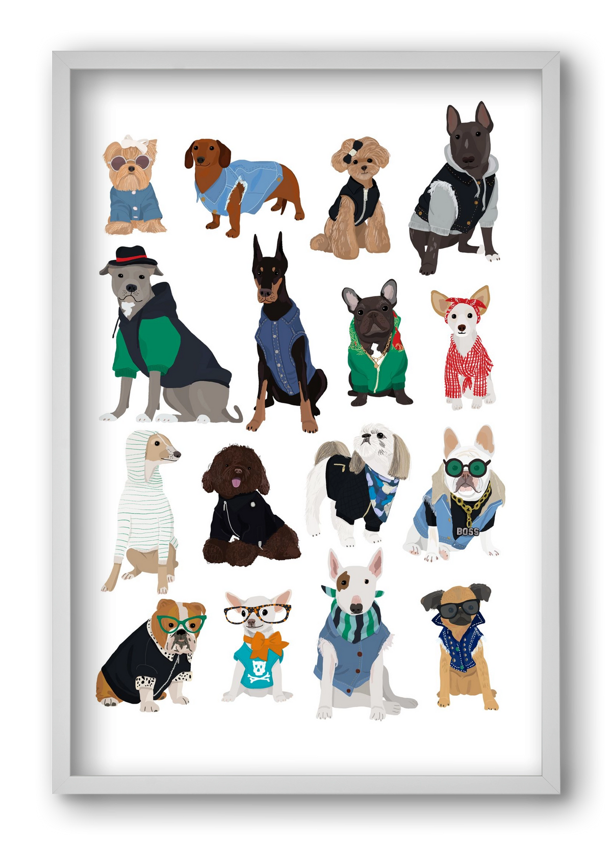 Cool Dogs, 40x60 cm (40x60 cm), Fehér keret