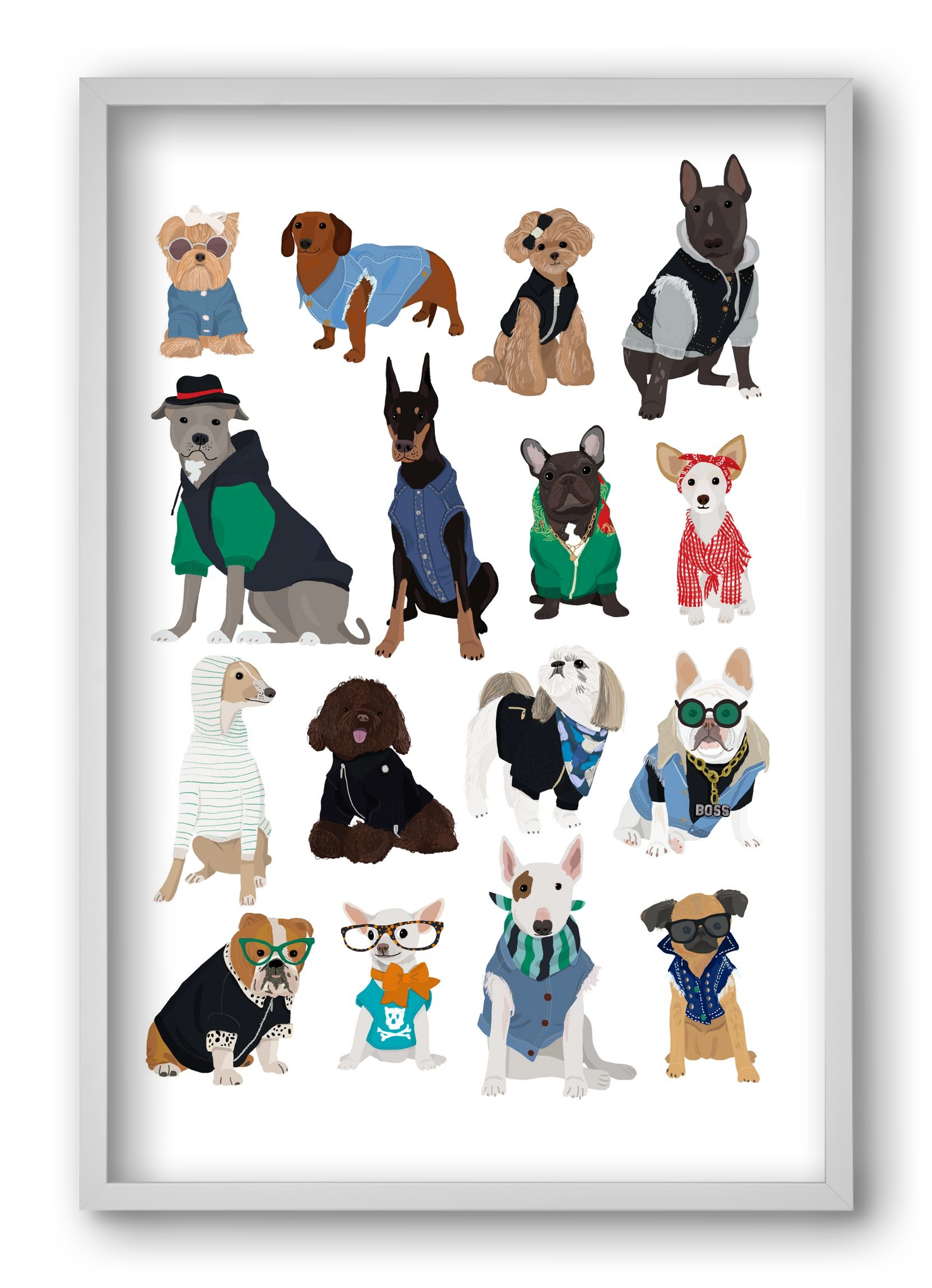 Cool Dogs, 40x60 cm (40x60 cm), Fehér keret