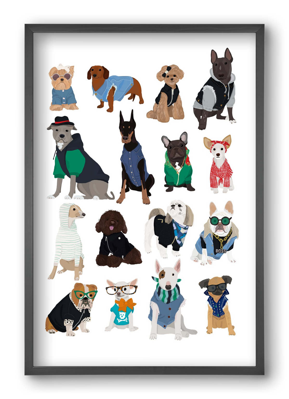 Cool Dogs, 40x60 cm (40x60 cm), Fekete keret