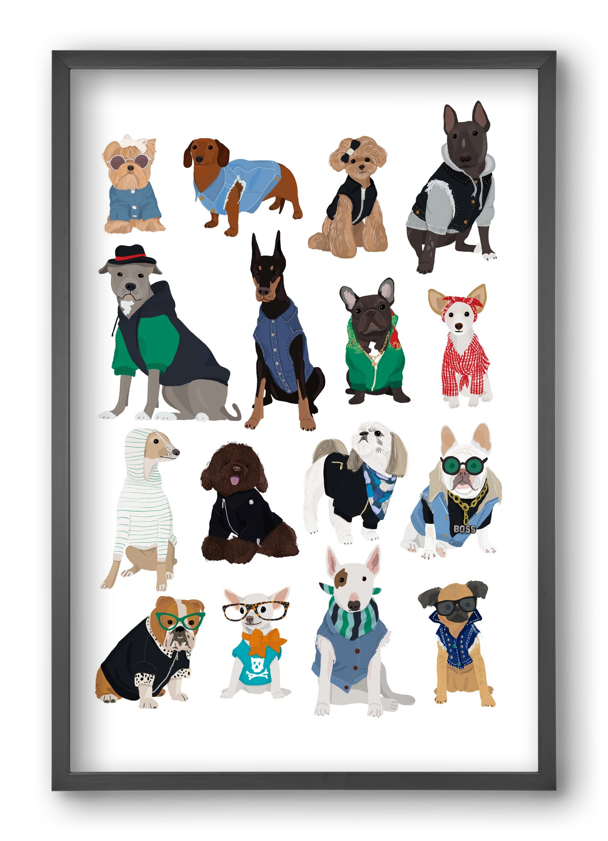 Cool Dogs, 40x60 cm (40x60 cm), Fekete keret