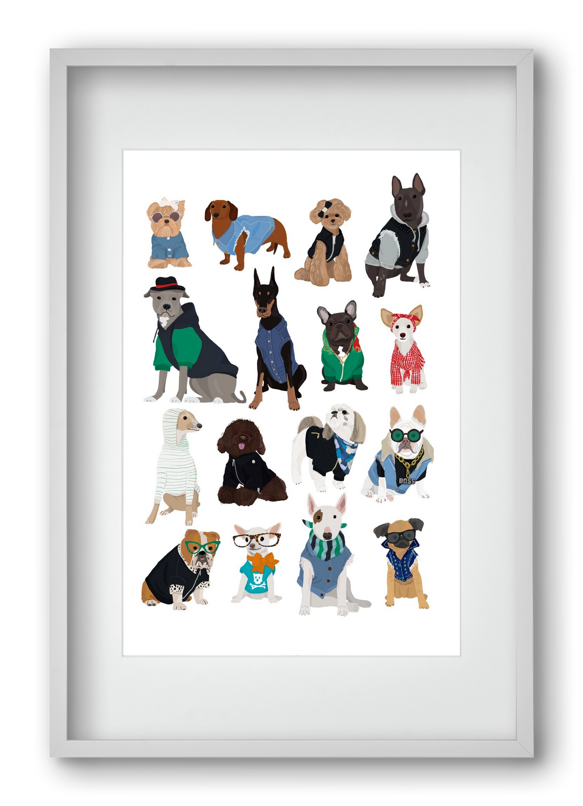 Cool Dogs, 40x60 cm (30x45 cm), Fehér keret, paszpartuval