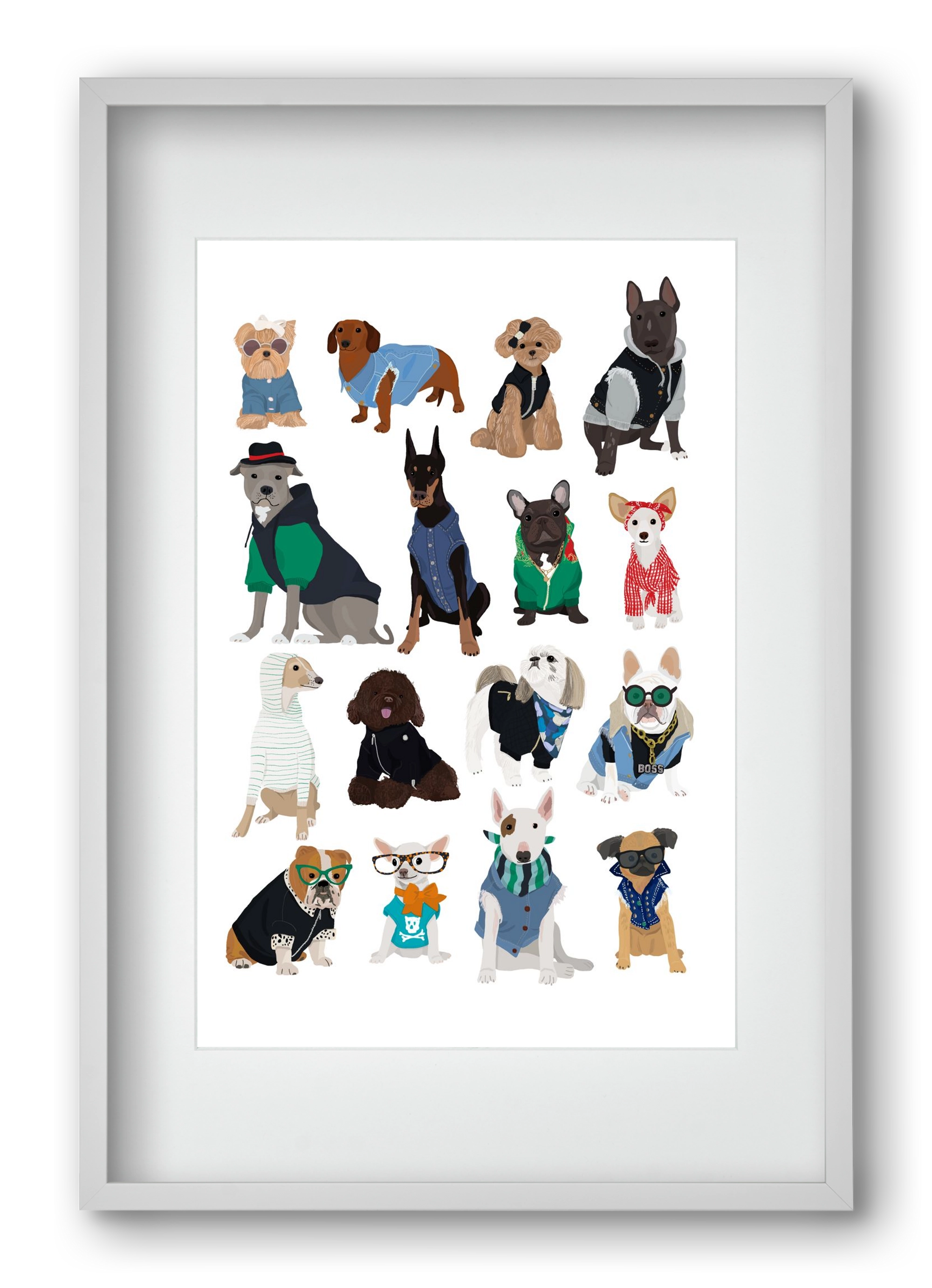 Cool Dogs, 40x60 cm (30x45 cm), Fehér keret, paszpartuval