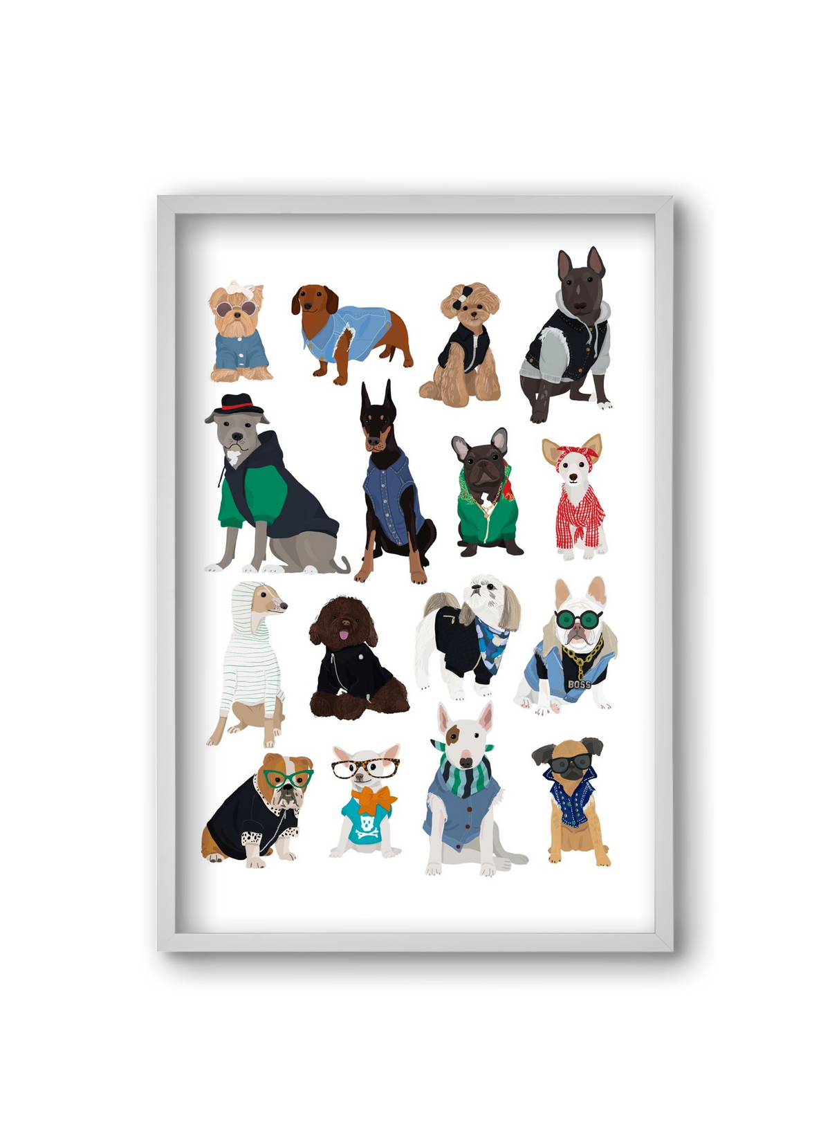 Cool Dogs, 20x30 cm (20x30 cm), Fehér keret