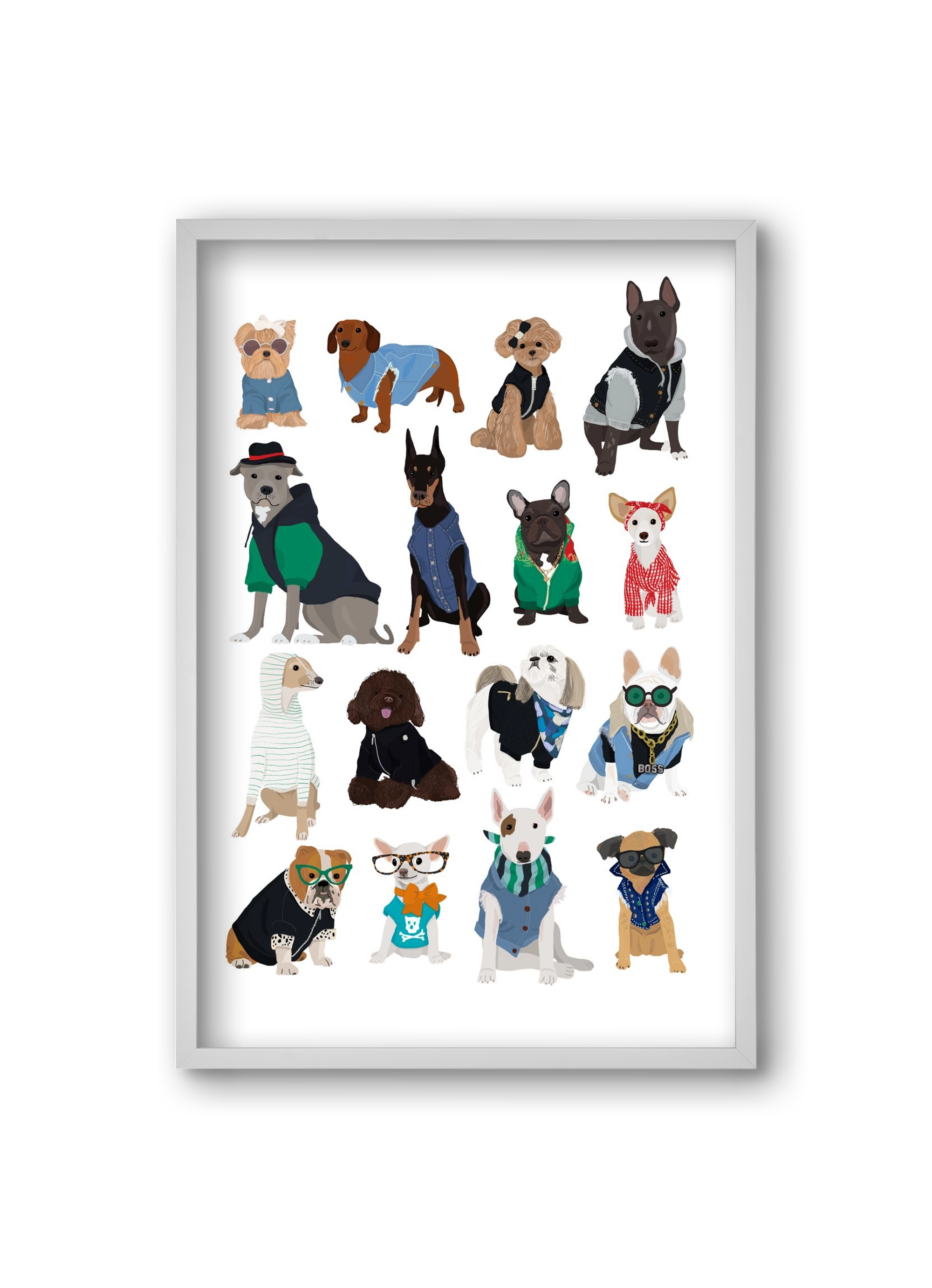 Cool Dogs, 20x30 cm (20x30 cm), Fehér keret