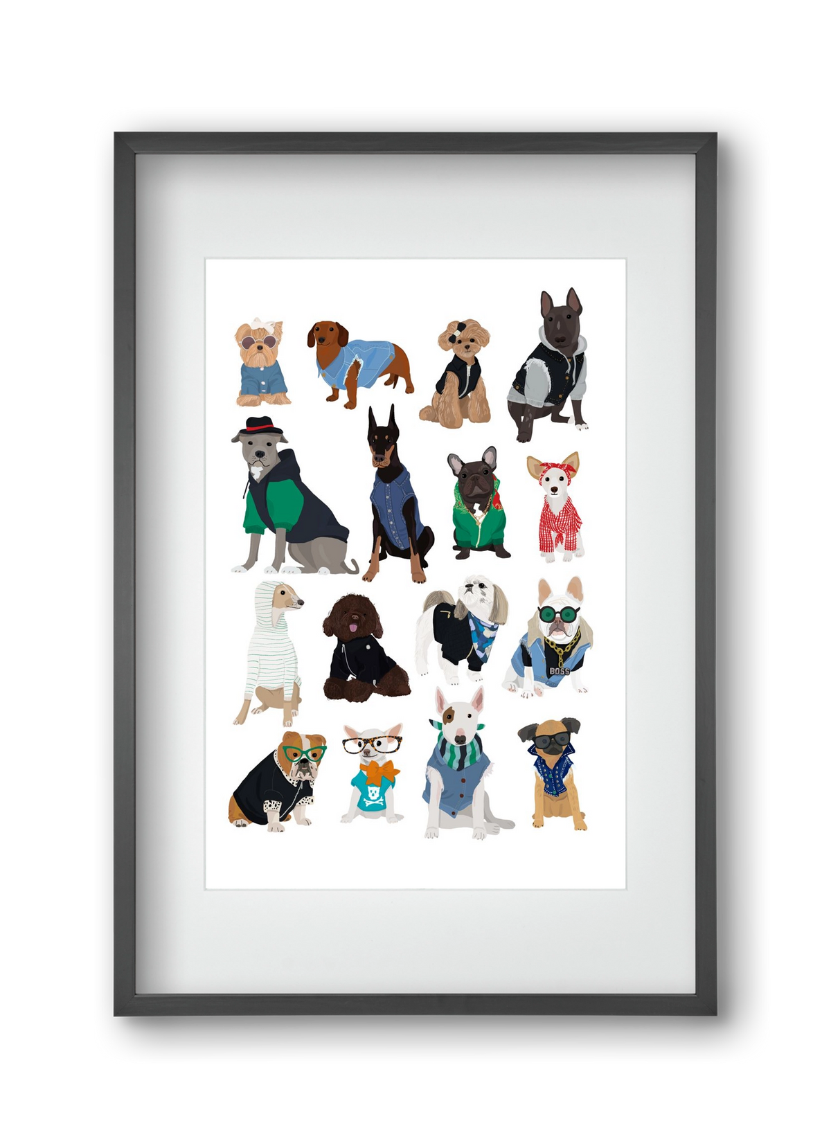 Cool Dogs, 30x45 cm (20x30 cm), Fekete keret, paszpartuval