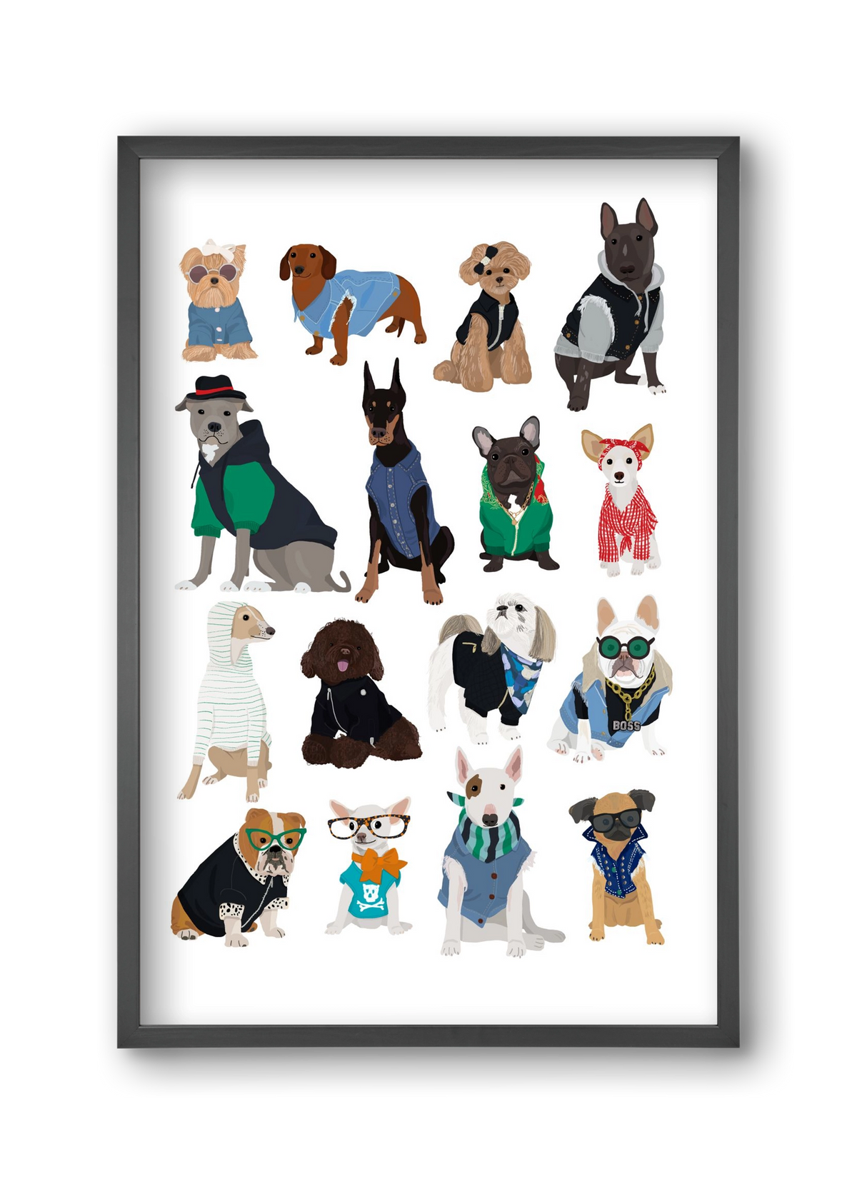 Cool Dogs, 30x45 cm (30x45 cm), Fekete keret