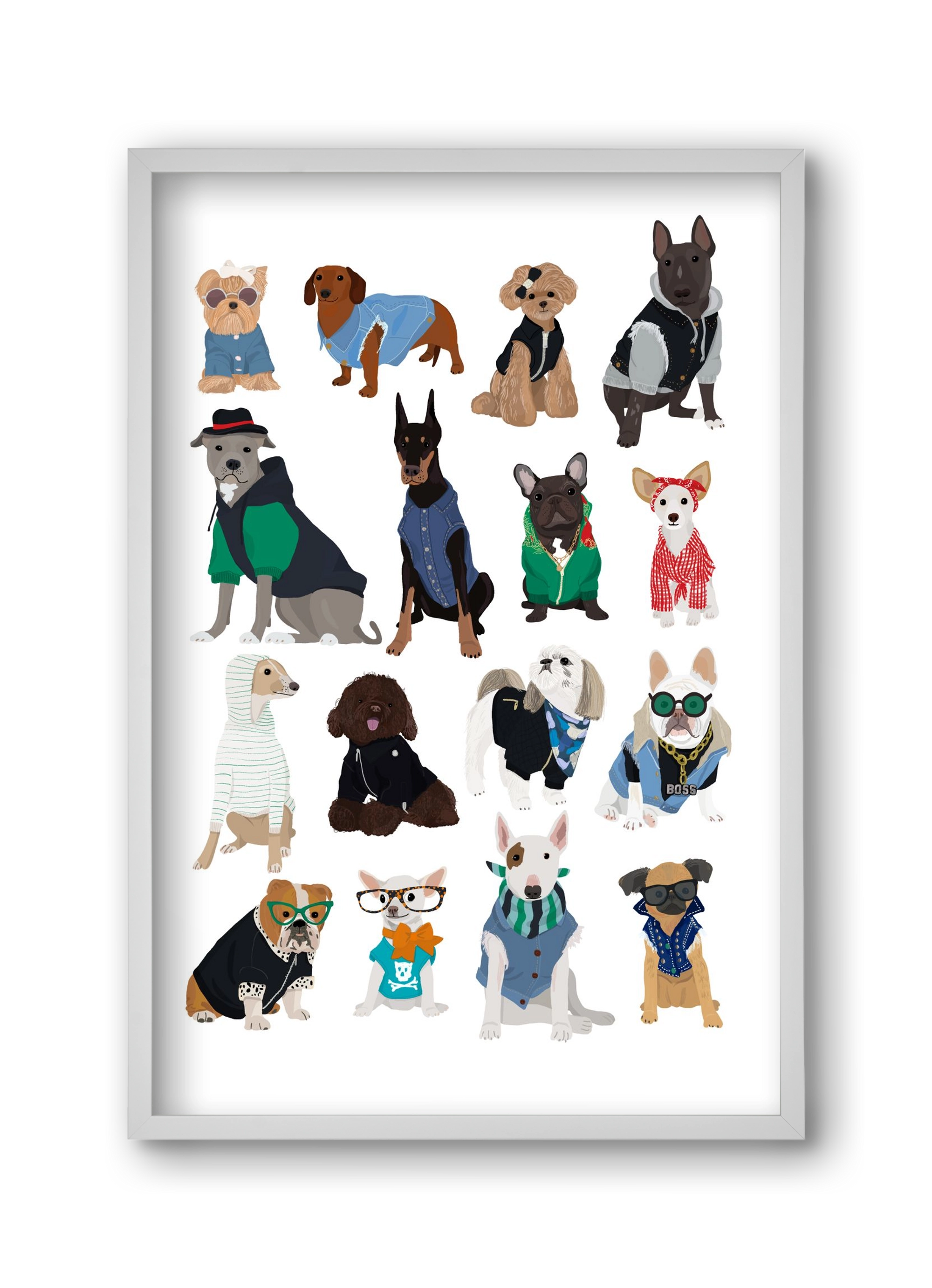 Cool Dogs, 30x45 cm (30x45 cm), Fehér keret