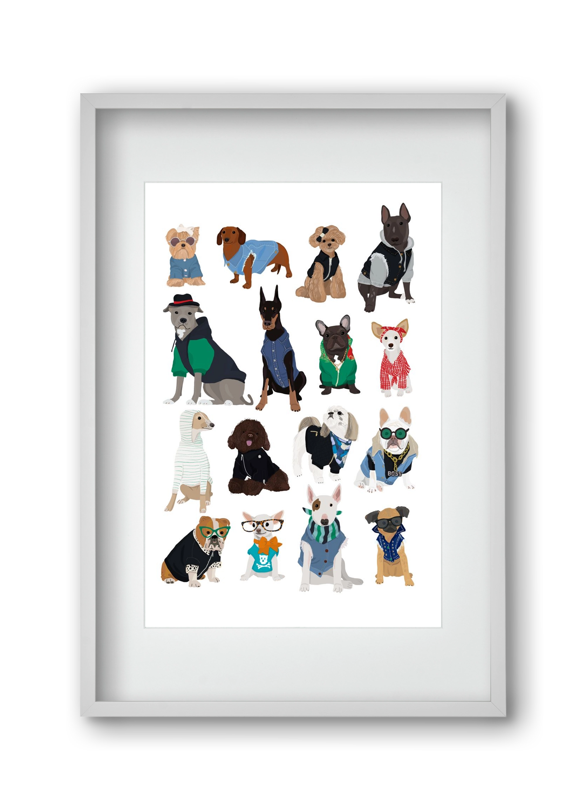 Cool Dogs, 30x45 cm (20x30 cm), Fehér keret, paszpartuval