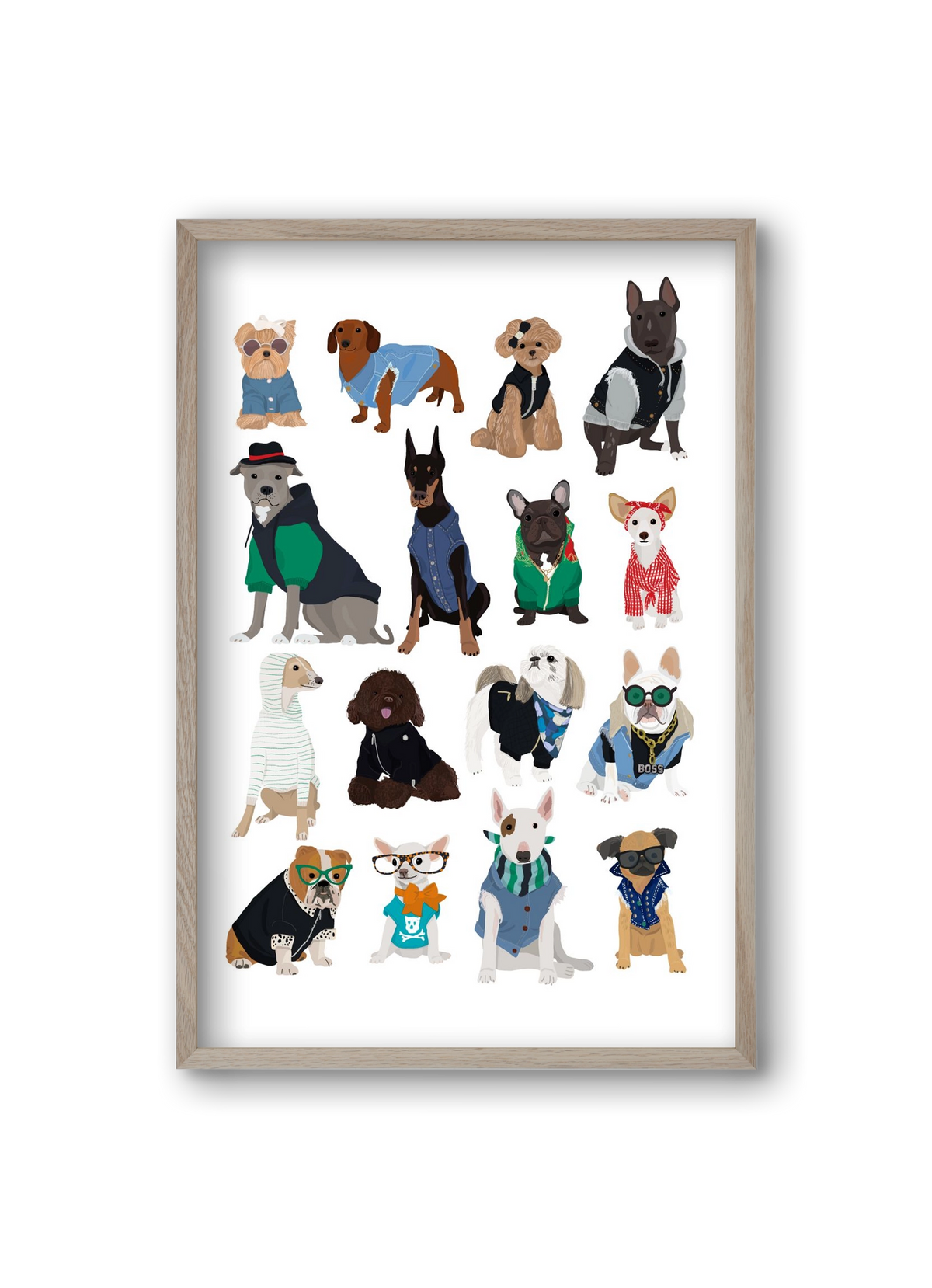 Cool Dogs, 20x30 cm (20x30 cm), Tölgy keret