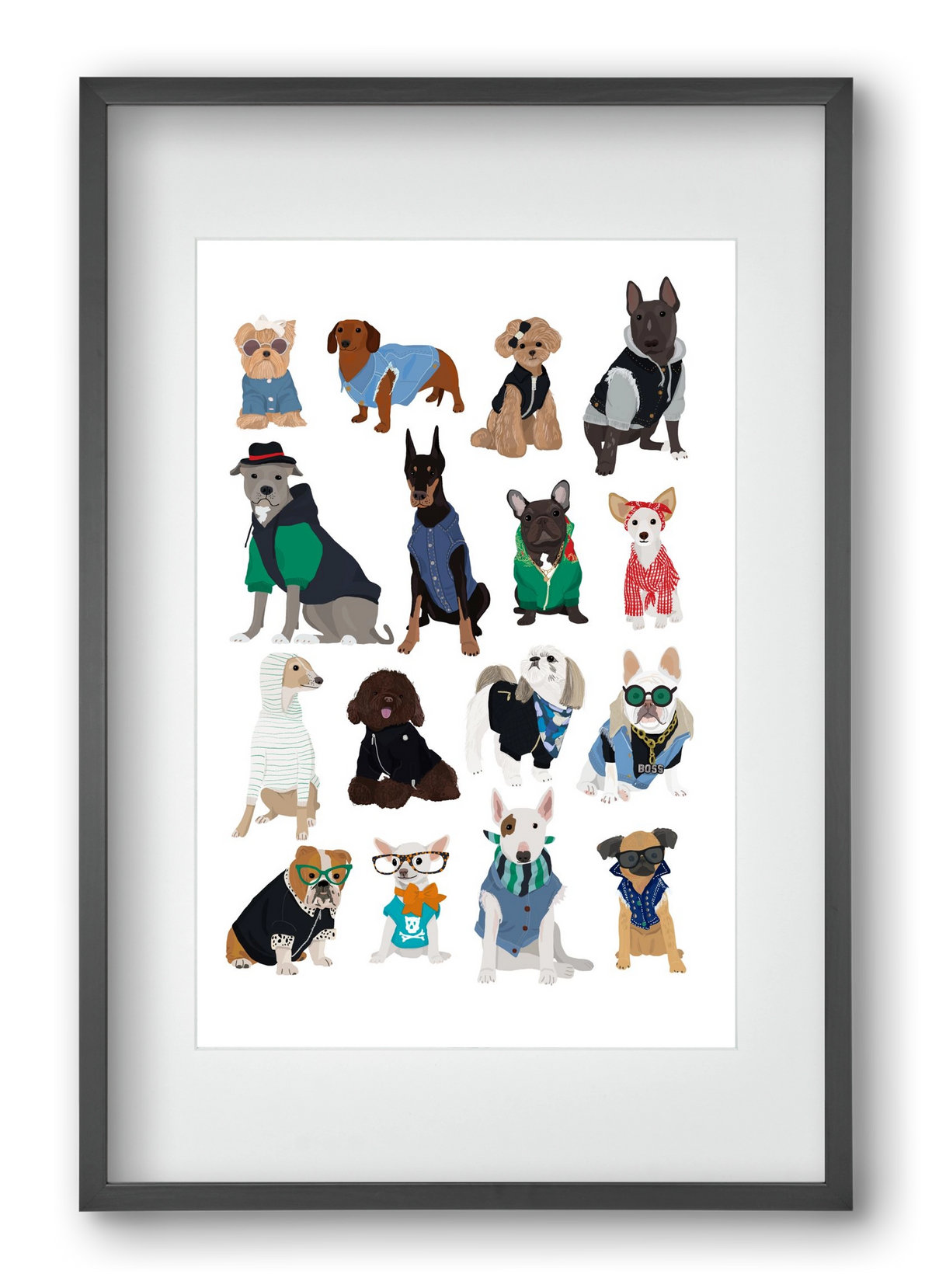 Cool Dogs, 40x60 cm (30x45 cm), Fekete keret, paszpartuval