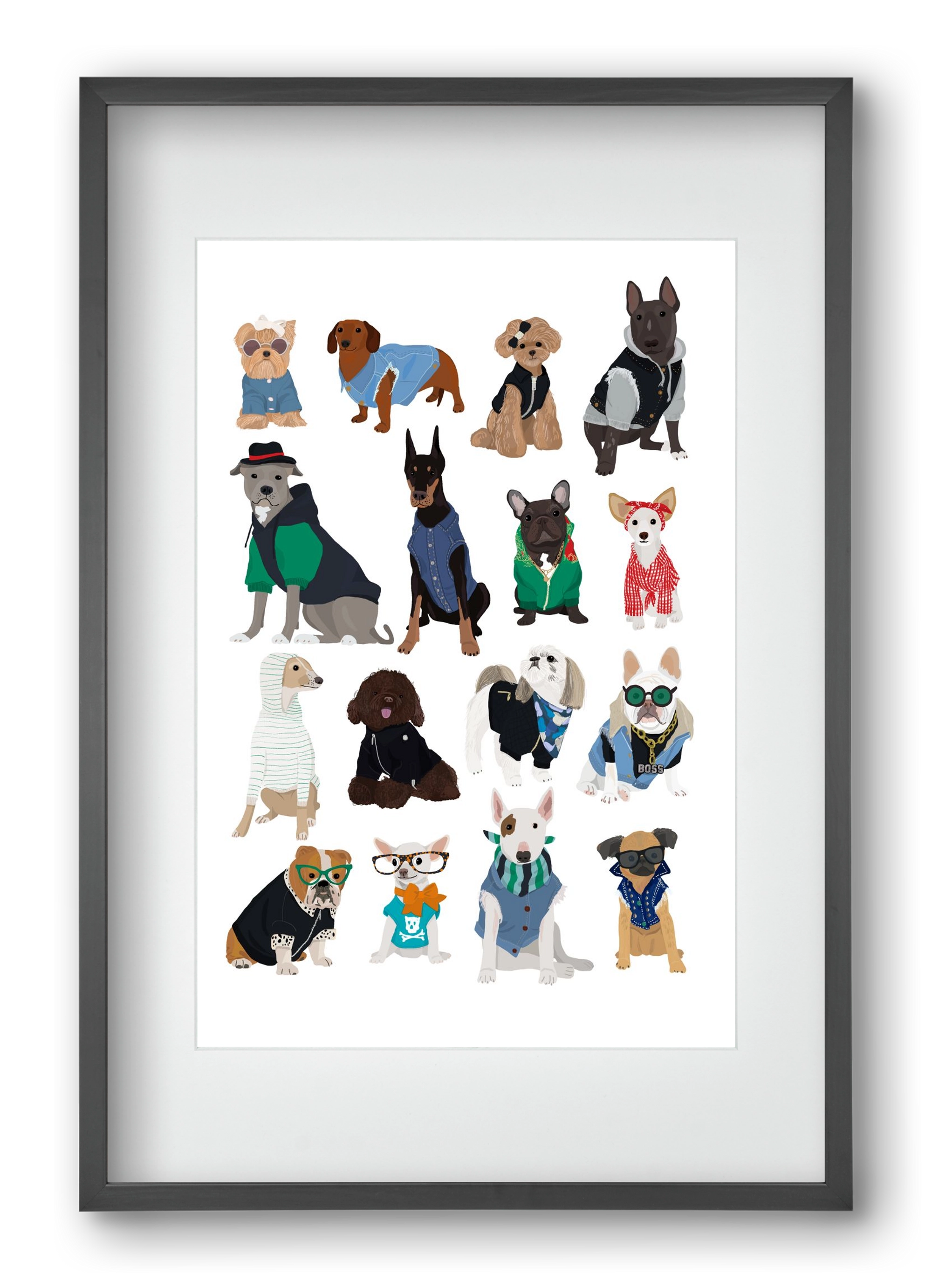 Cool Dogs, 40x60 cm (30x45 cm), Fekete keret, paszpartuval