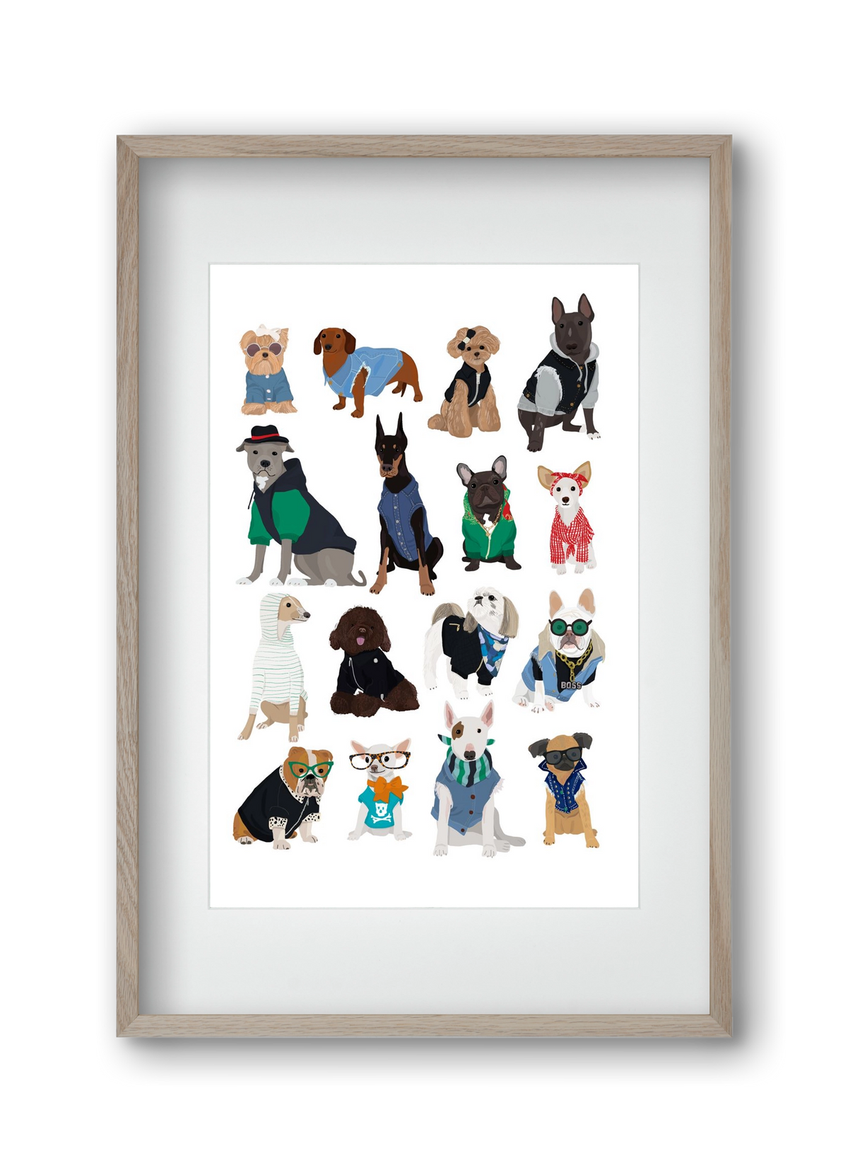 Cool Dogs, 30x45 cm (20x30 cm), Tölgy keret, paszpartuval