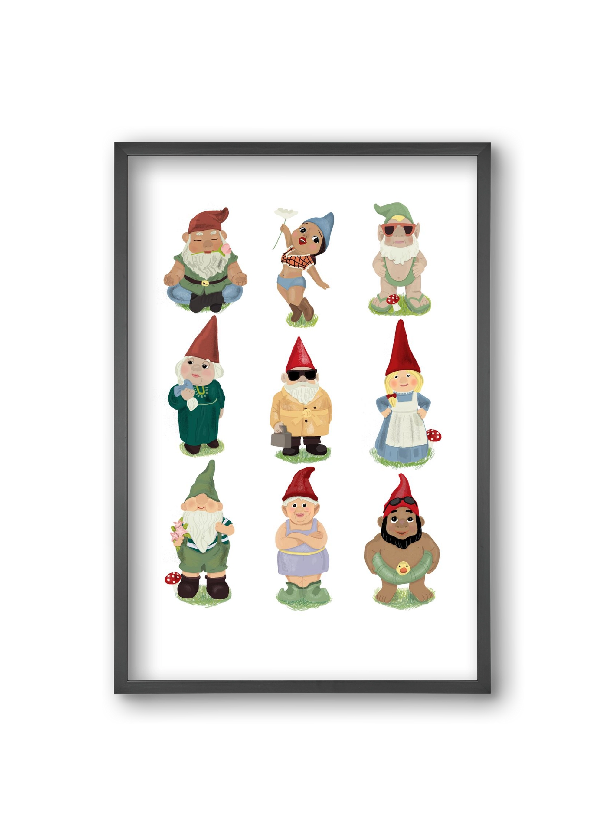 Garden gnomes, 20x30 cm (20x30 cm), Fekete keret
