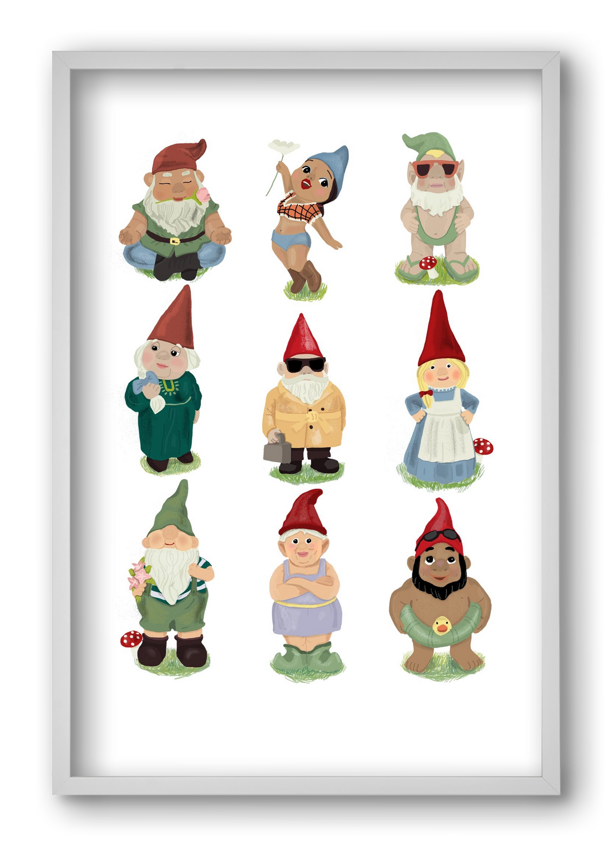 Garden gnomes, 40x60 cm (40x60 cm), Fehér keret