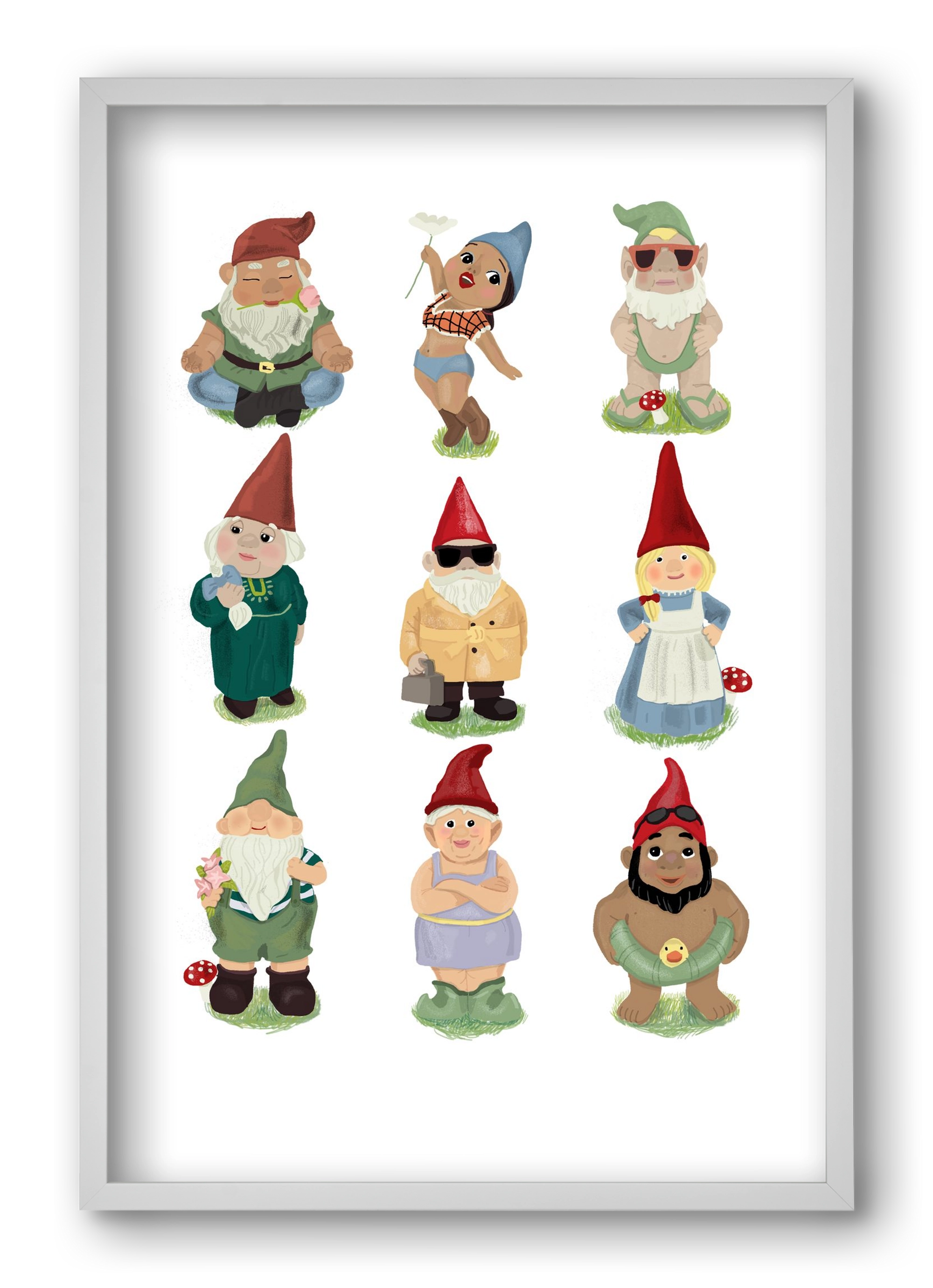 Garden gnomes, 40x60 cm (40x60 cm), Fehér keret