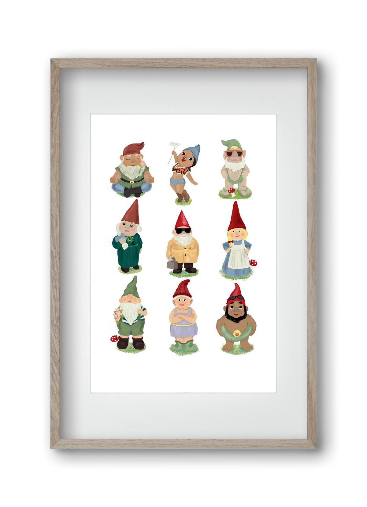 Garden gnomes, 30x45 cm (20x30 cm), Tölgy keret, paszpartuval