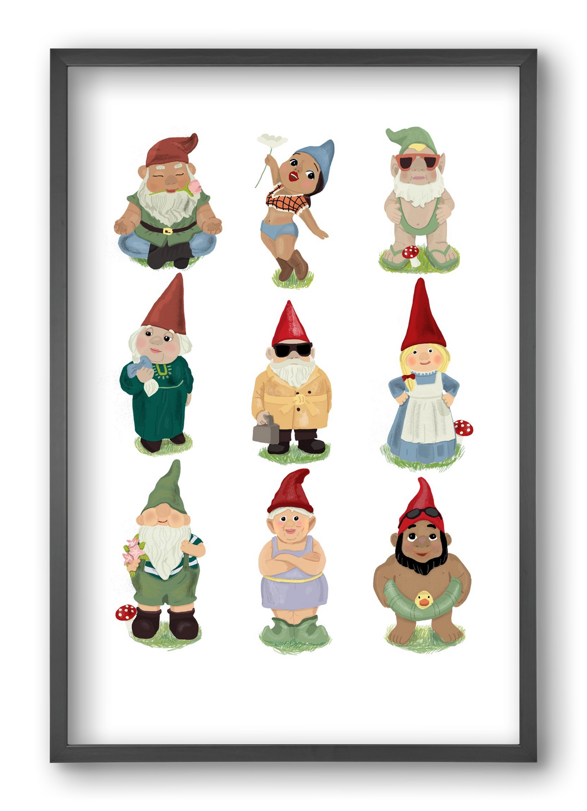 Garden gnomes, 40x60 cm (40x60 cm), Fekete keret